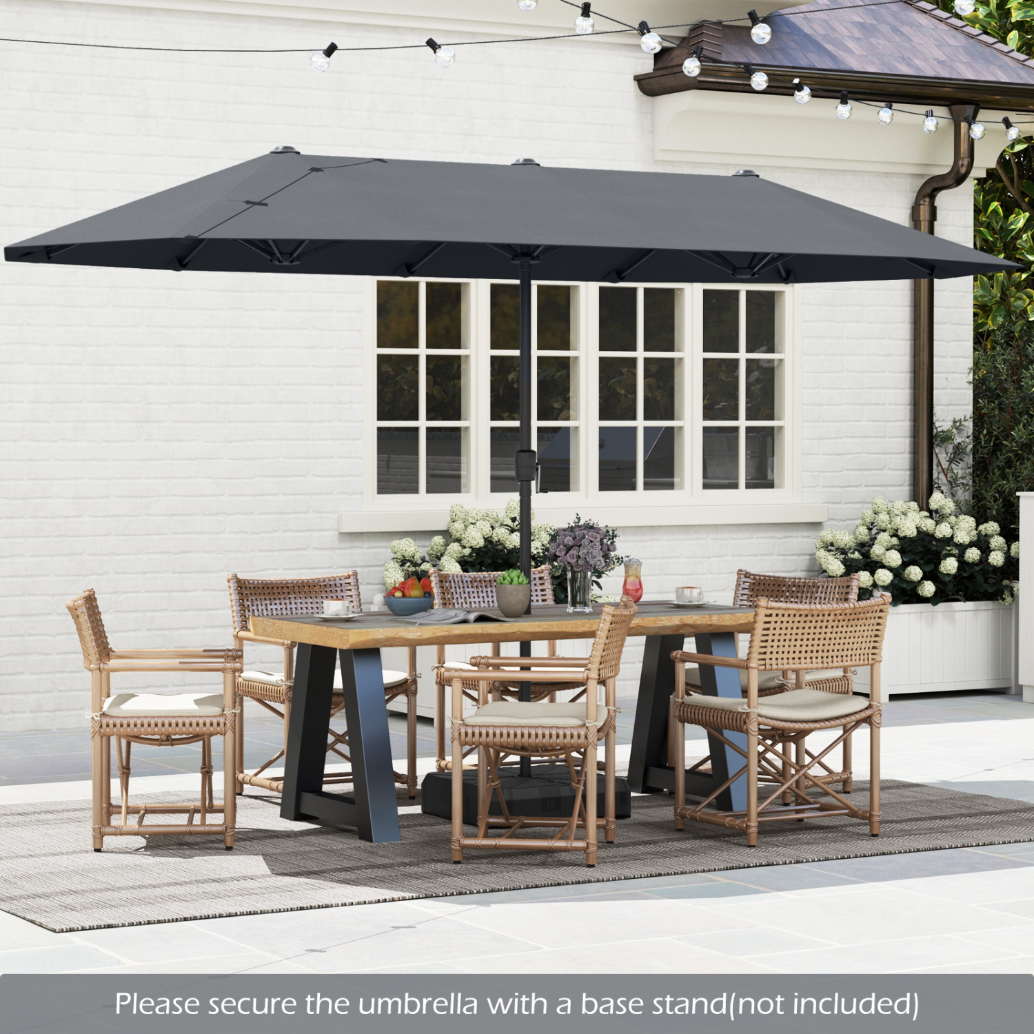 Gymax 13 FT Double-sided Patio Umbrella Outdoor Large Twin Size Umbrella