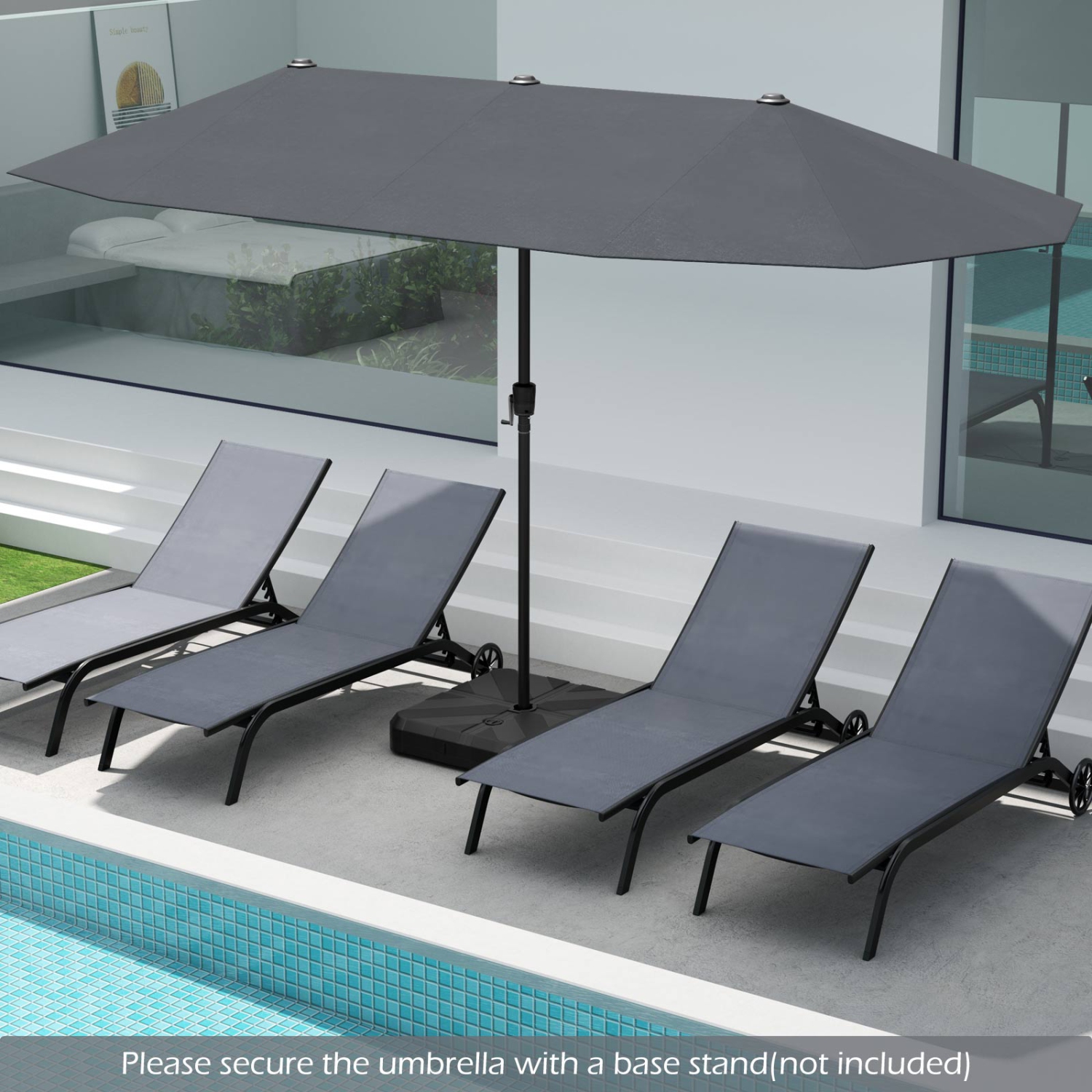 Gymax 13 FT Double-sided Patio Umbrella Outdoor Large Twin Size Umbrella