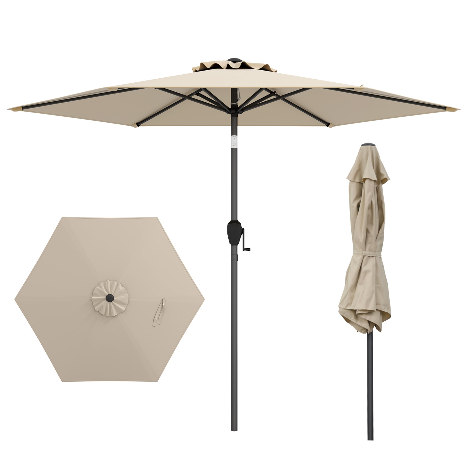Gymax 7.5 ft Patio Umbrella Outdoor Heavy Duty Market Umbrella w/ Push Button Tilt