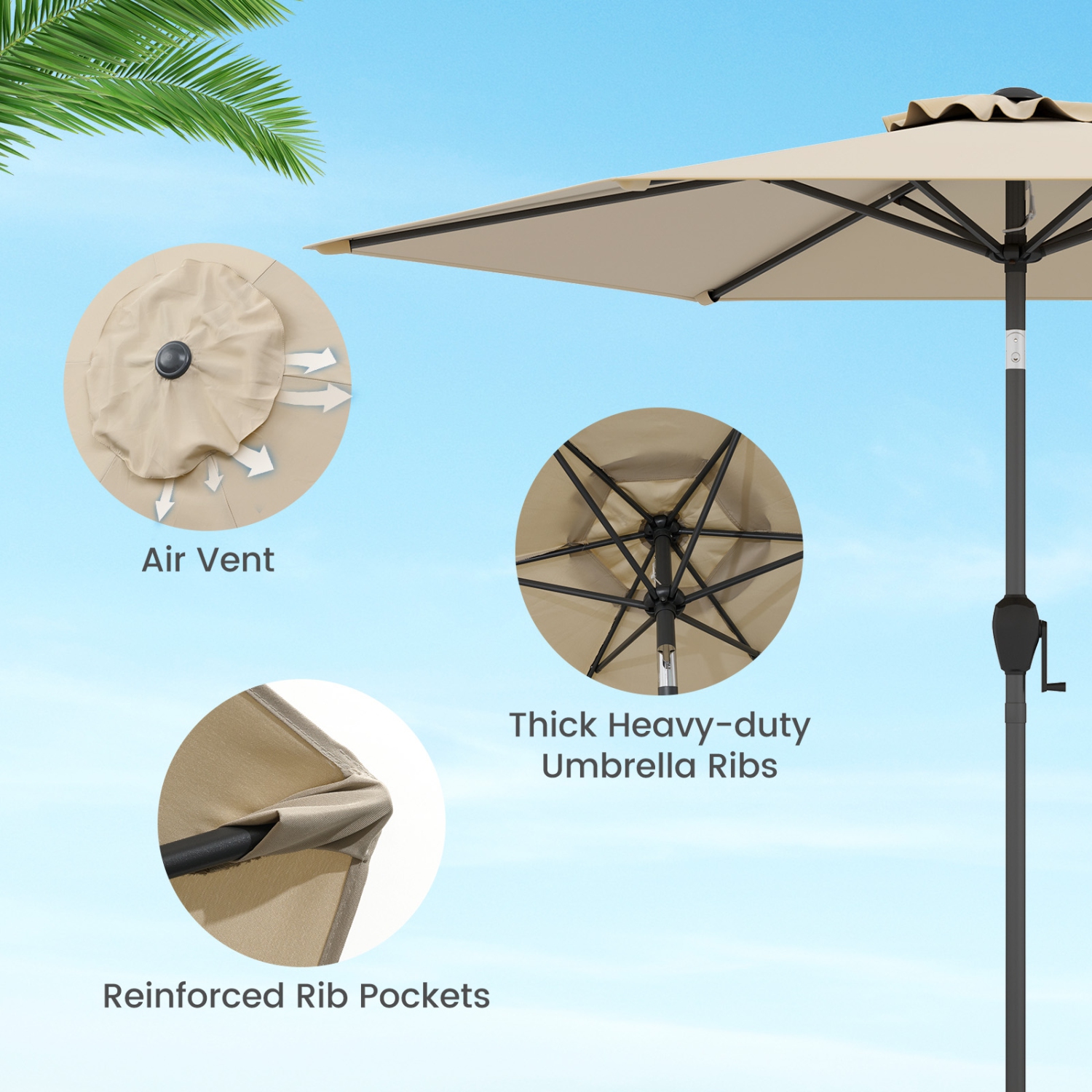 Gymax 7.5 ft Patio Umbrella Outdoor Heavy Duty Market Umbrella w/ Push Button Tilt