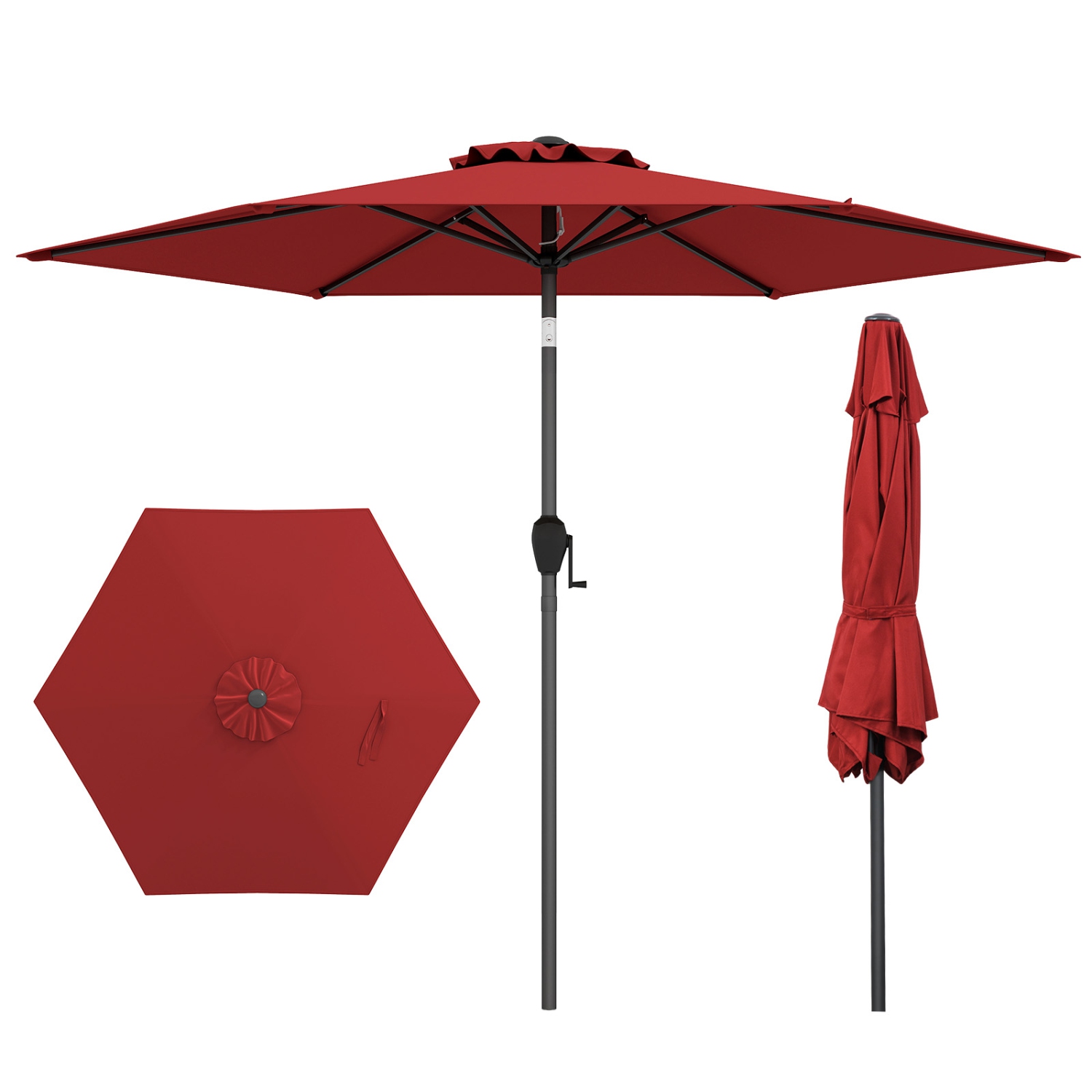 Gymax 7.5 ft Patio Umbrella Outdoor Heavy Duty Market Umbrella w/ Push Button Tilt