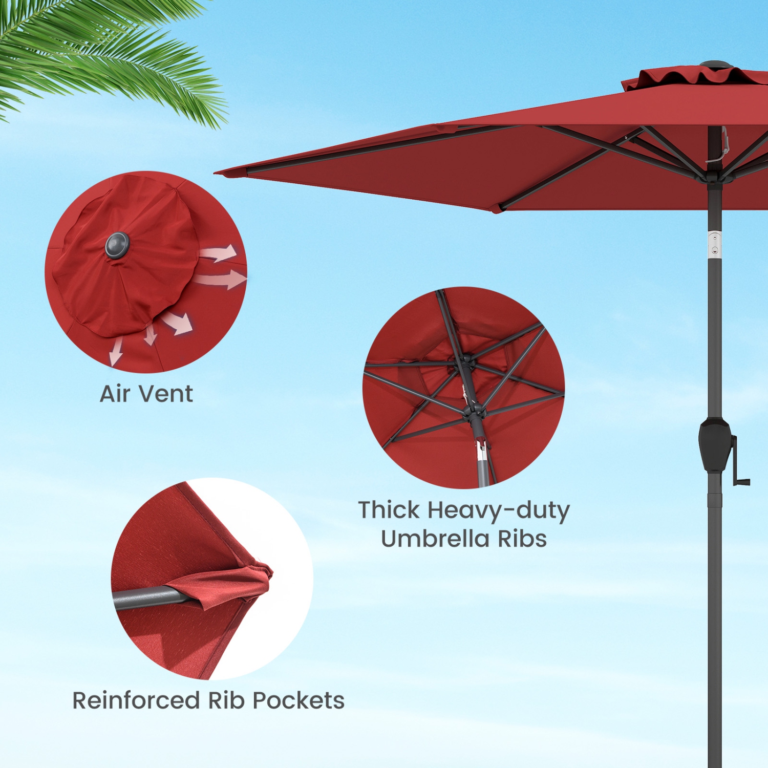Gymax 7.5 ft Patio Umbrella Outdoor Heavy Duty Market Umbrella w/ Push Button Tilt