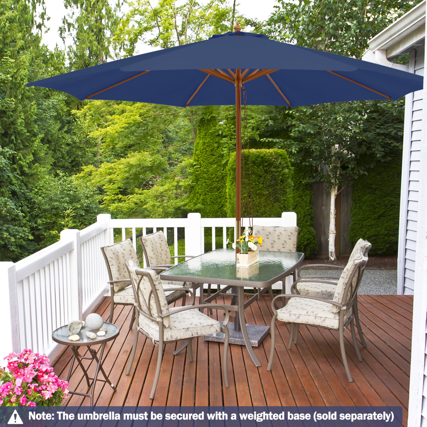 Gymax 10FT Wooden Market Table Umbrella Pulley Sunshade Canopy w/8 Bamboo Ribs