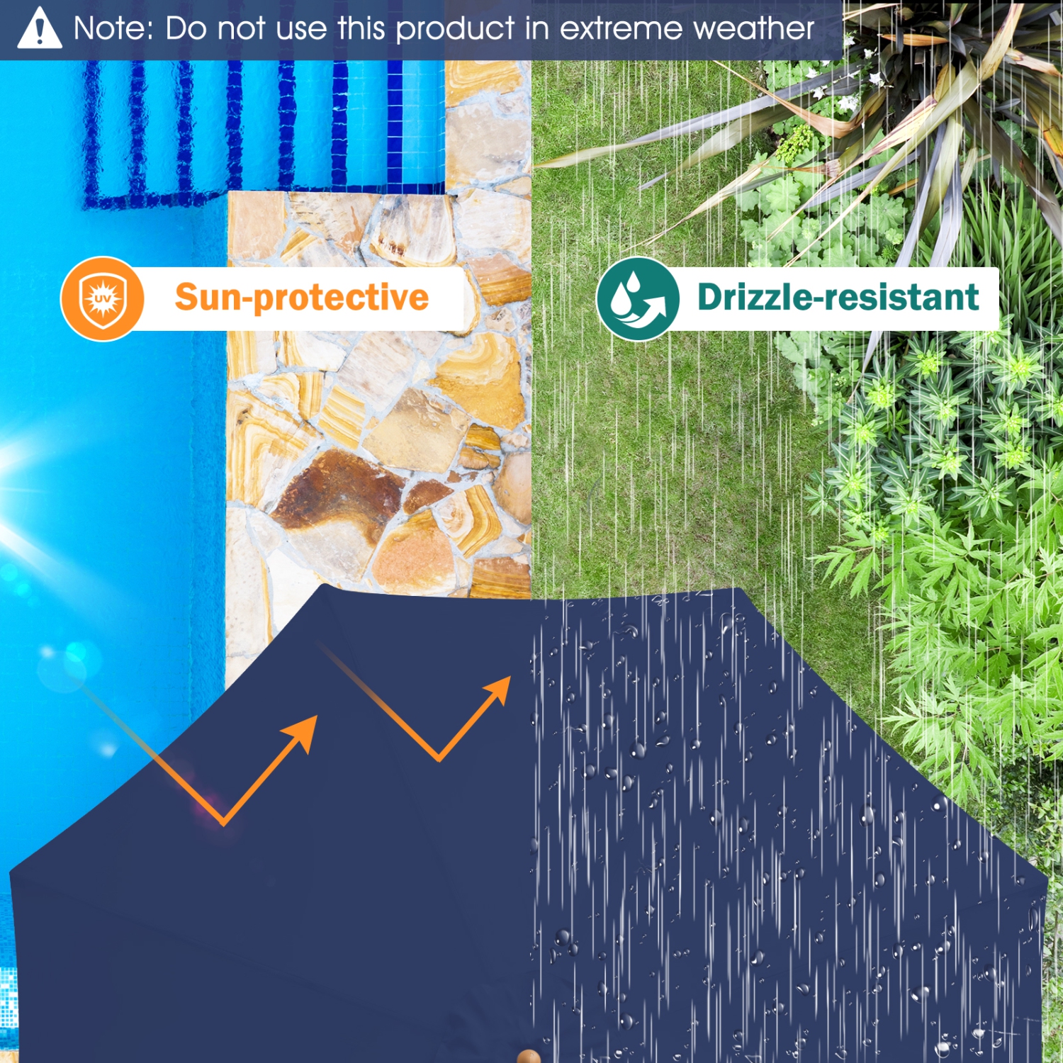 Gymax 10FT Wooden Market Table Umbrella Pulley Sunshade Canopy w/8 Bamboo Ribs