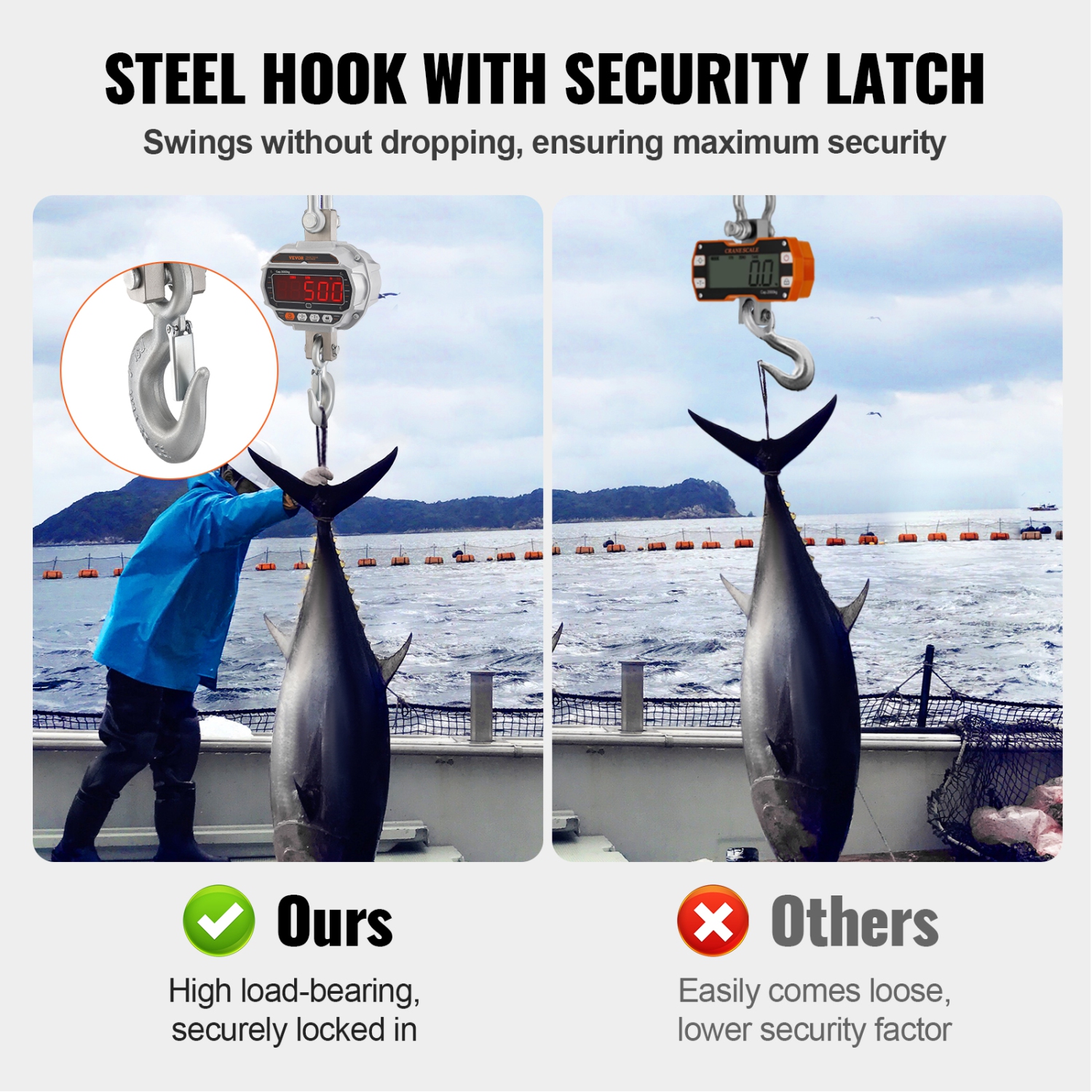 VEVOR 11000 lbs/5000kg Digital Crane Scale, Heavy Duty Scale with Remote Control, Cast Aluminum Case & LED Screen, High Precision for Construction,