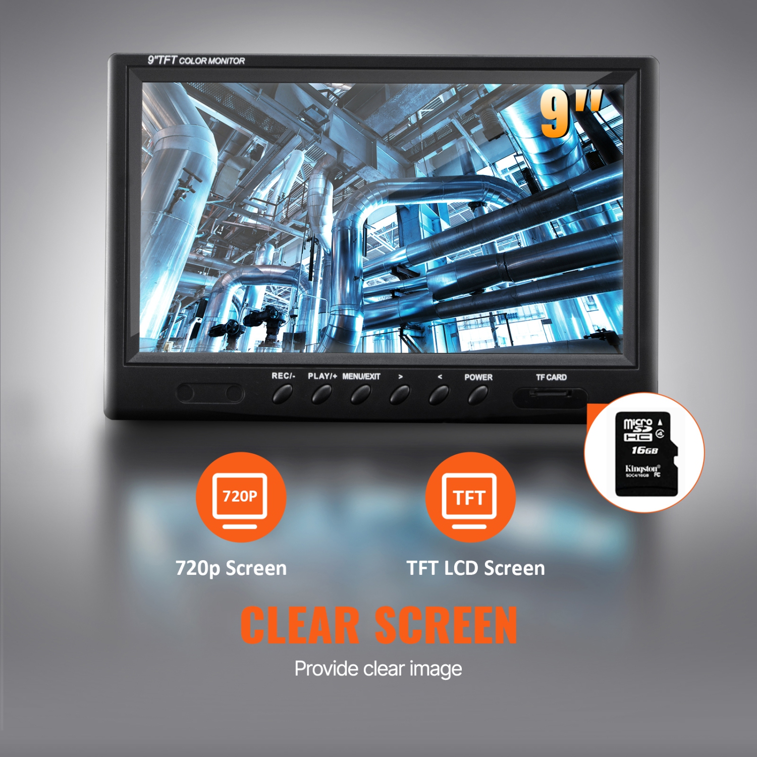 VEVOR 393 ft/120 m Sewer Camera, 9" Screen Pipeline Inspection Camera with DVR Function, Waterproof IP68 Camera with 12 Adjustable LEDs, with a 16 GB