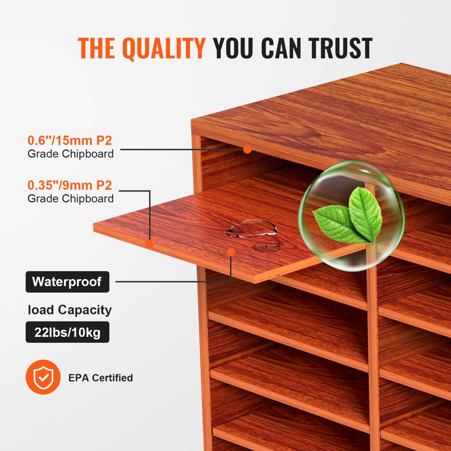 VEVOR 27 Compartments Wood Literature Organizer, Adjustable Shelves, Medium Density Fiberboard Mail Center, Office Home School Storage for Files,