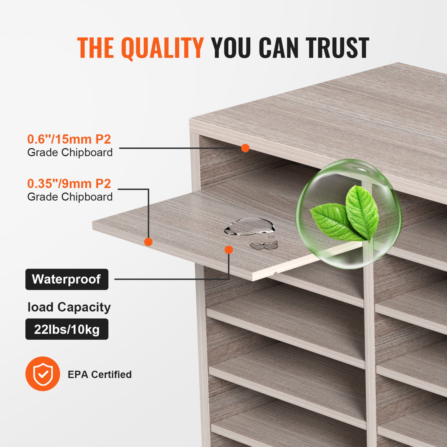 VEVOR 27 Compartments Wood Literature Organizer, Adjustable Shelves, Medium Density Fiberboard Mail Center, Office Home School Storage for Files,