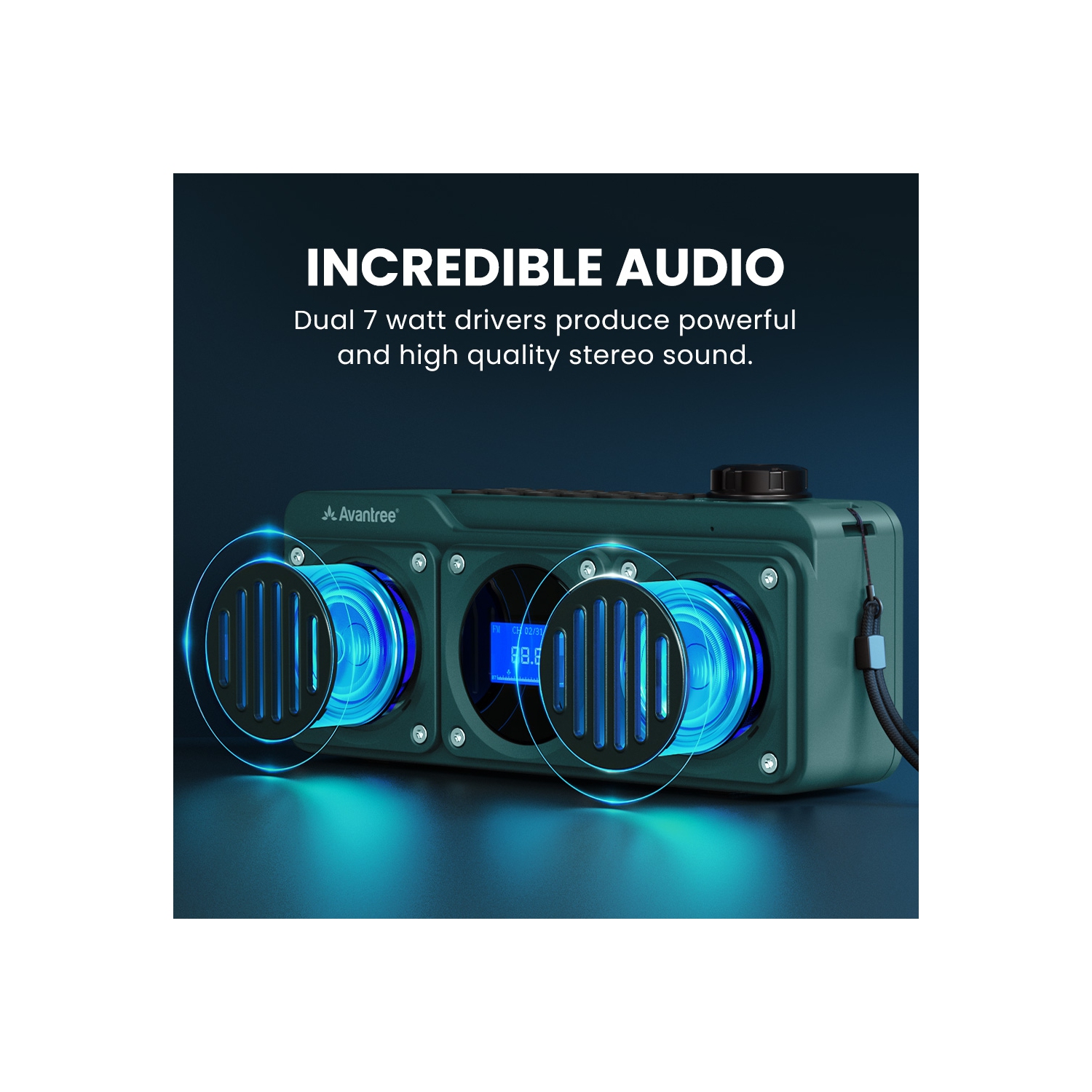 Avantree Boombyte – Portable FM Radio & Bluetooth Speaker, Superb Sound, Metal Design, MP3 Player, Supports Micro SD/USB Audio, Rechargeable, Long