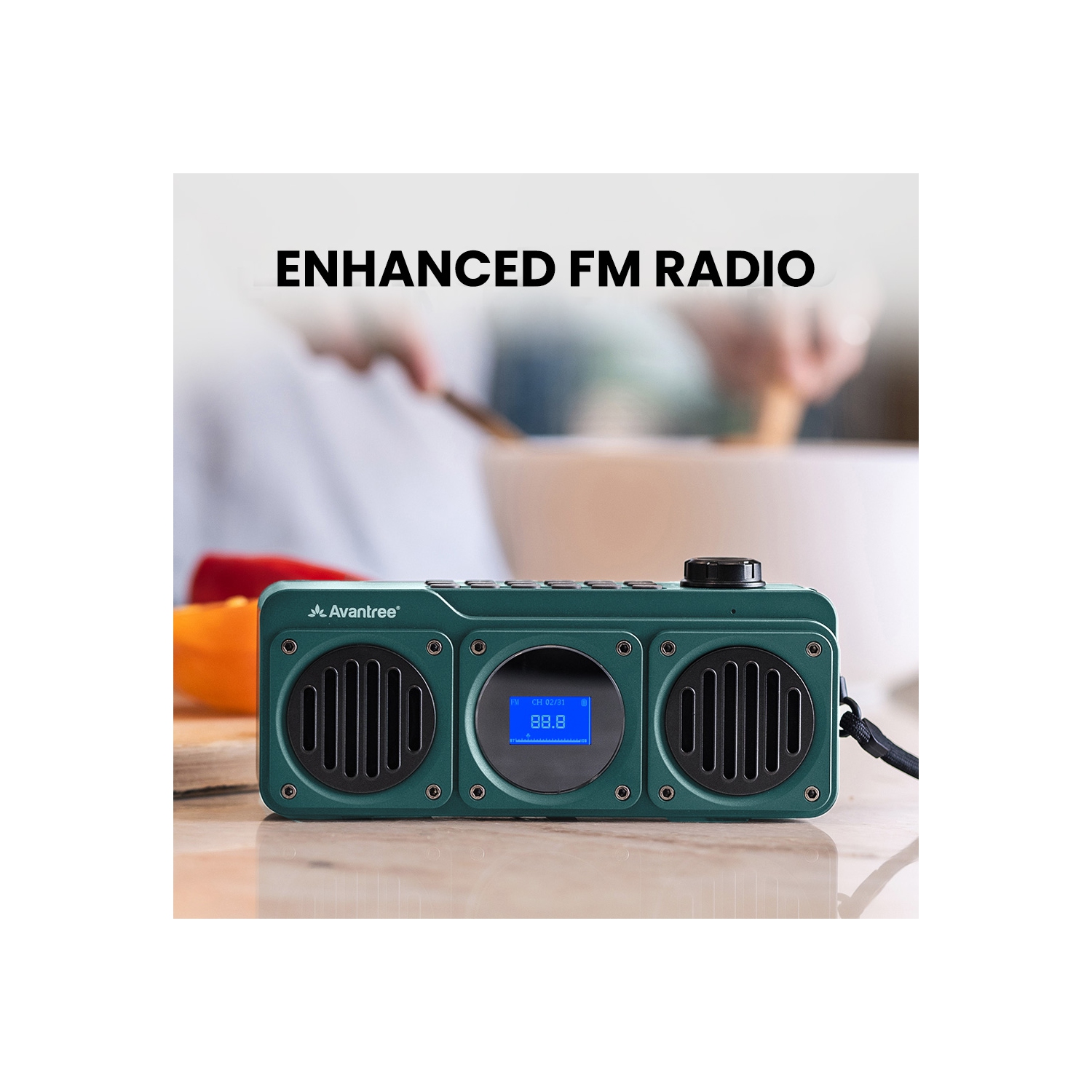 Avantree Boombyte – Portable FM Radio & Bluetooth Speaker, Superb Sound, Metal Design, MP3 Player, Supports Micro SD/USB Audio, Rechargeable, Long