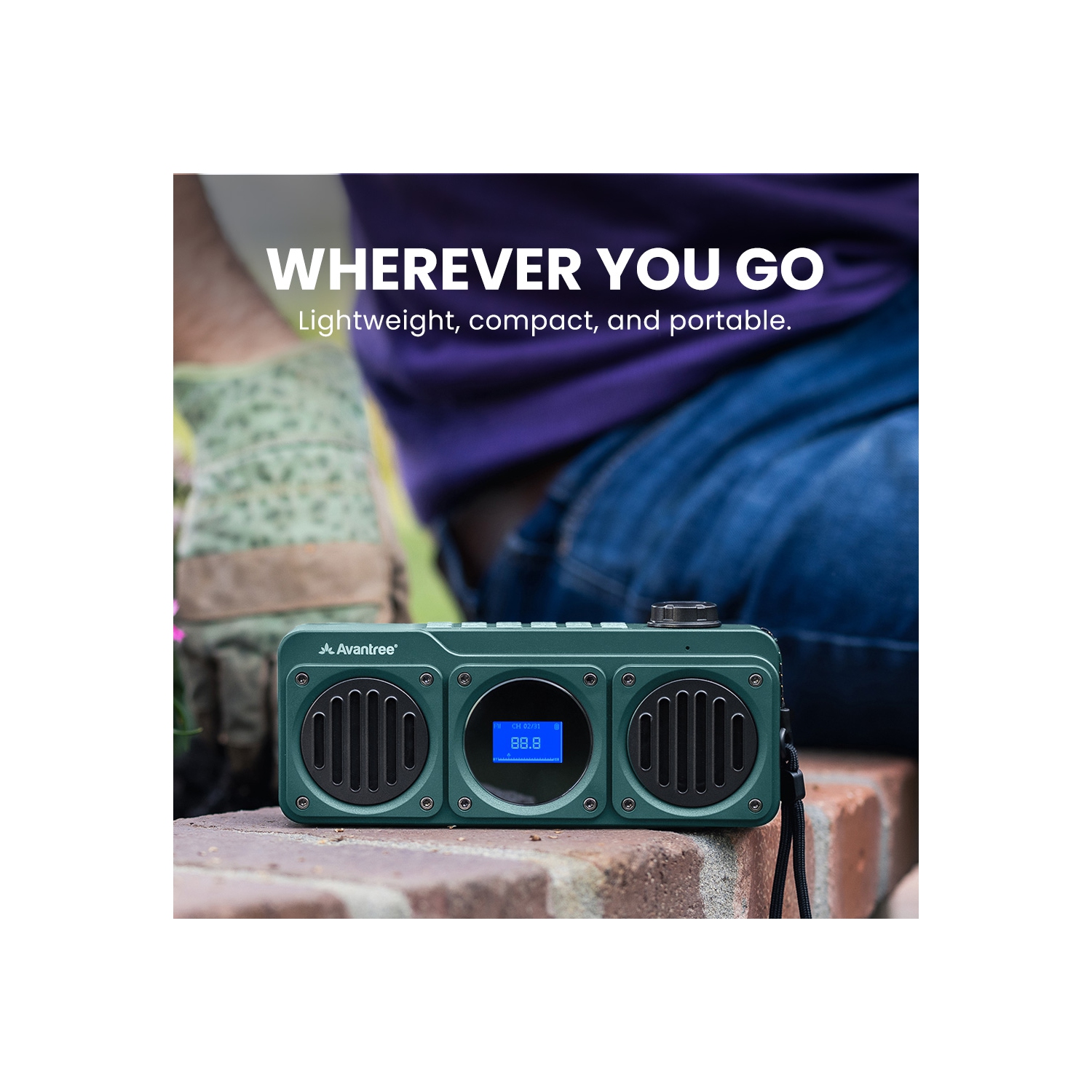 Avantree Boombyte – Portable FM Radio & Bluetooth Speaker, Superb Sound, Metal Design, MP3 Player, Supports Micro SD/USB Audio, Rechargeable, Long