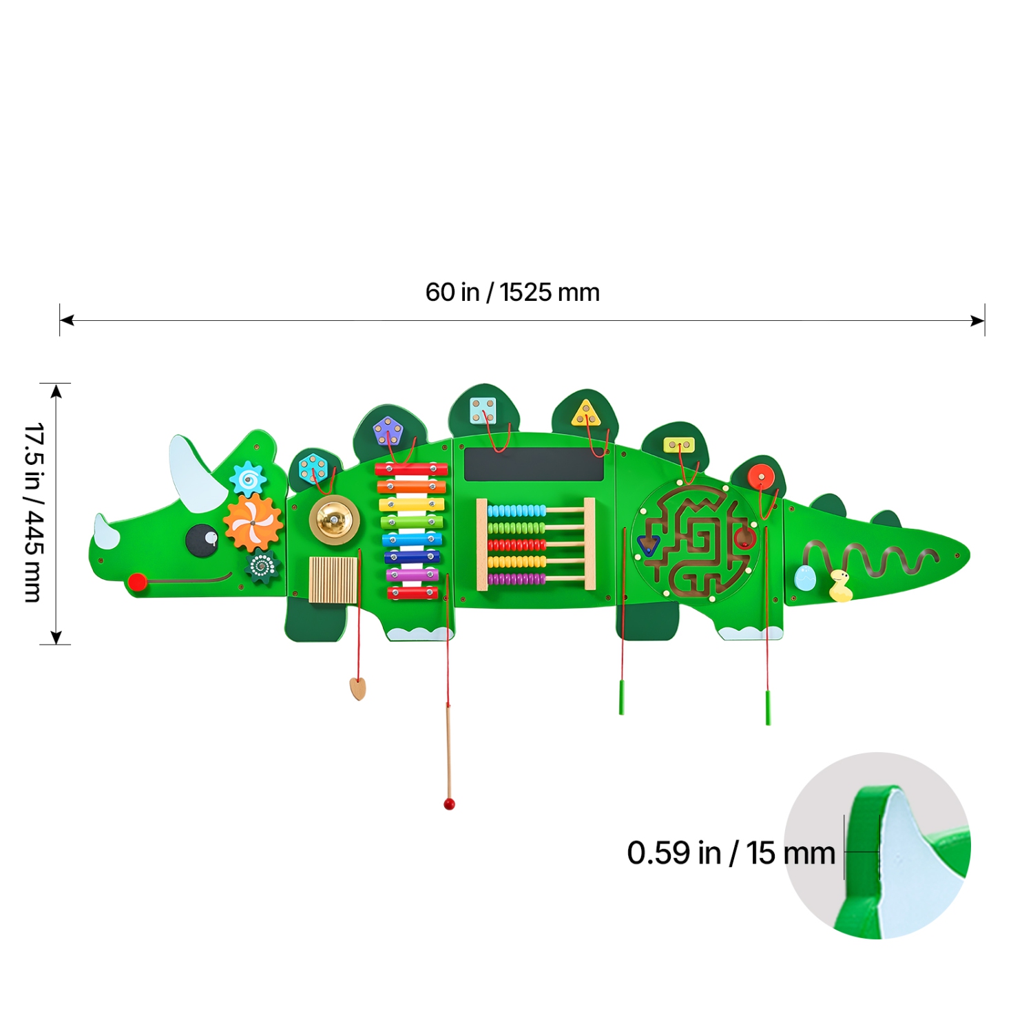VEVOR Dinosaur Activity Wall Busy Board Panels, 11 Activities, Montessori Sensory Wall Toy for Kids 3-12 Years, Montessori Learning Activity Center,