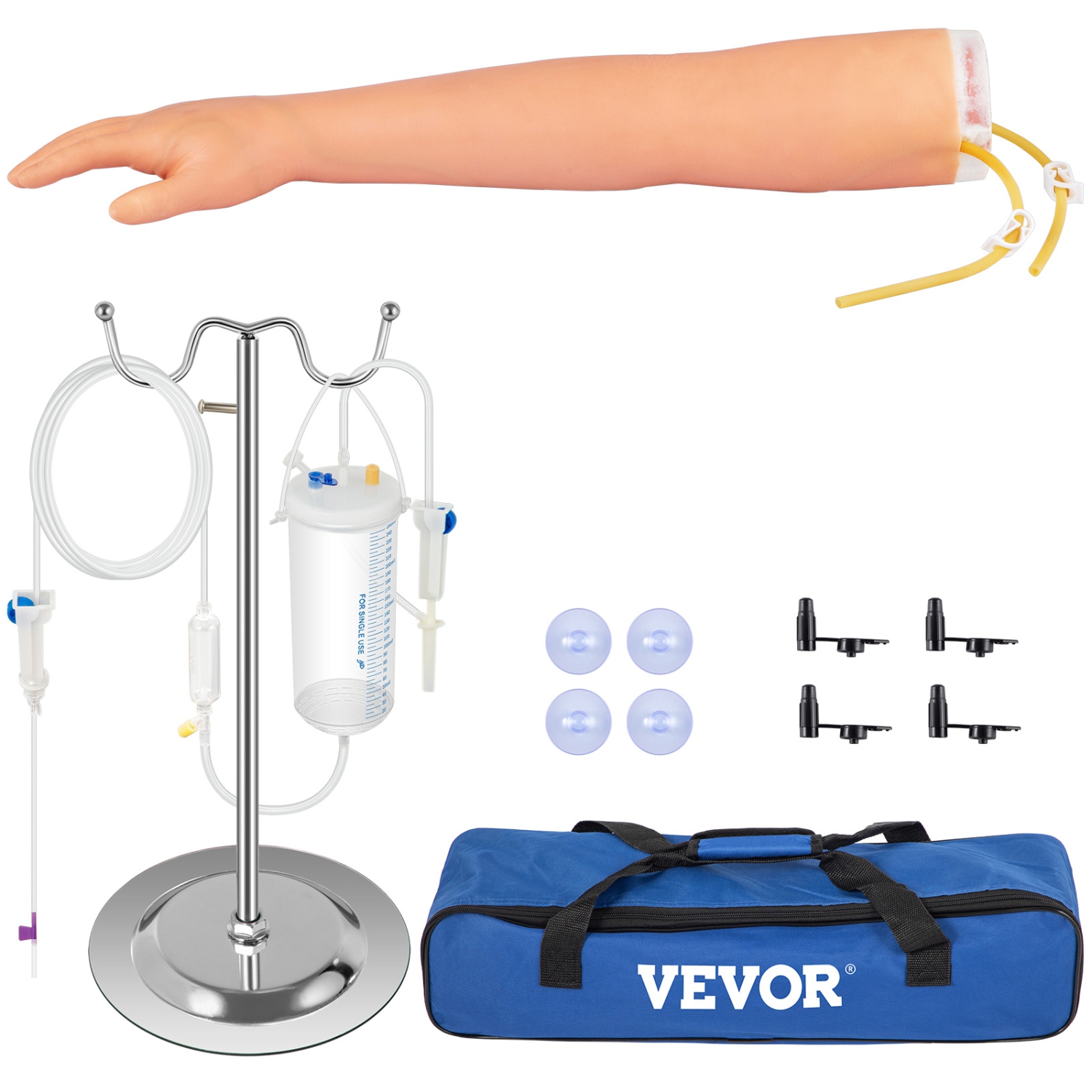 VEVOR Phlebotomy Practice Kit, IV Venipuncture Intravenous Training, High Simulation IV Practice Arm Kit with Carrying Bag, for Students Nurses and