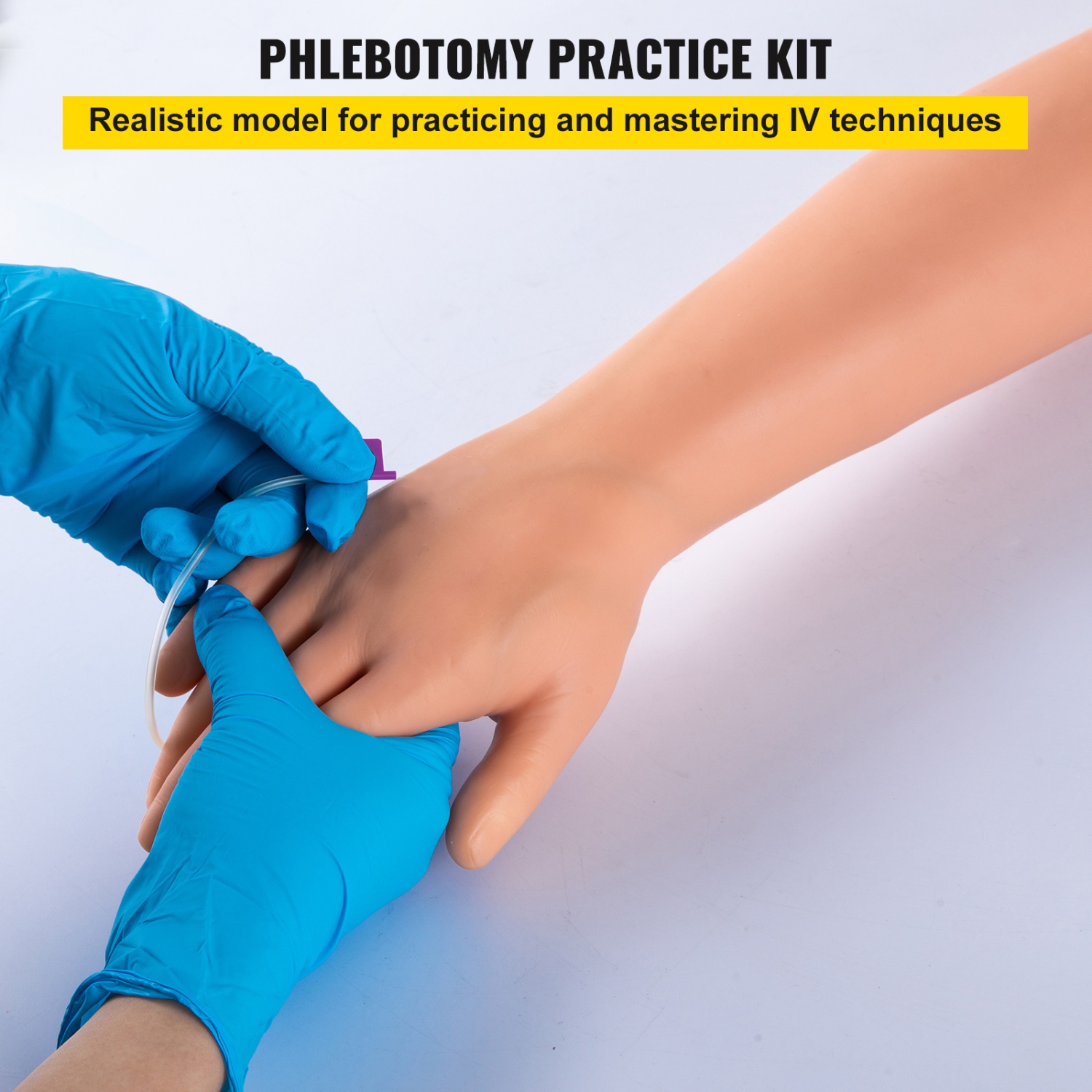 VEVOR Phlebotomy Practice Kit, IV Venipuncture Intravenous Training, High Simulation IV Practice Arm Kit with Carrying Bag, for Students Nurses and
