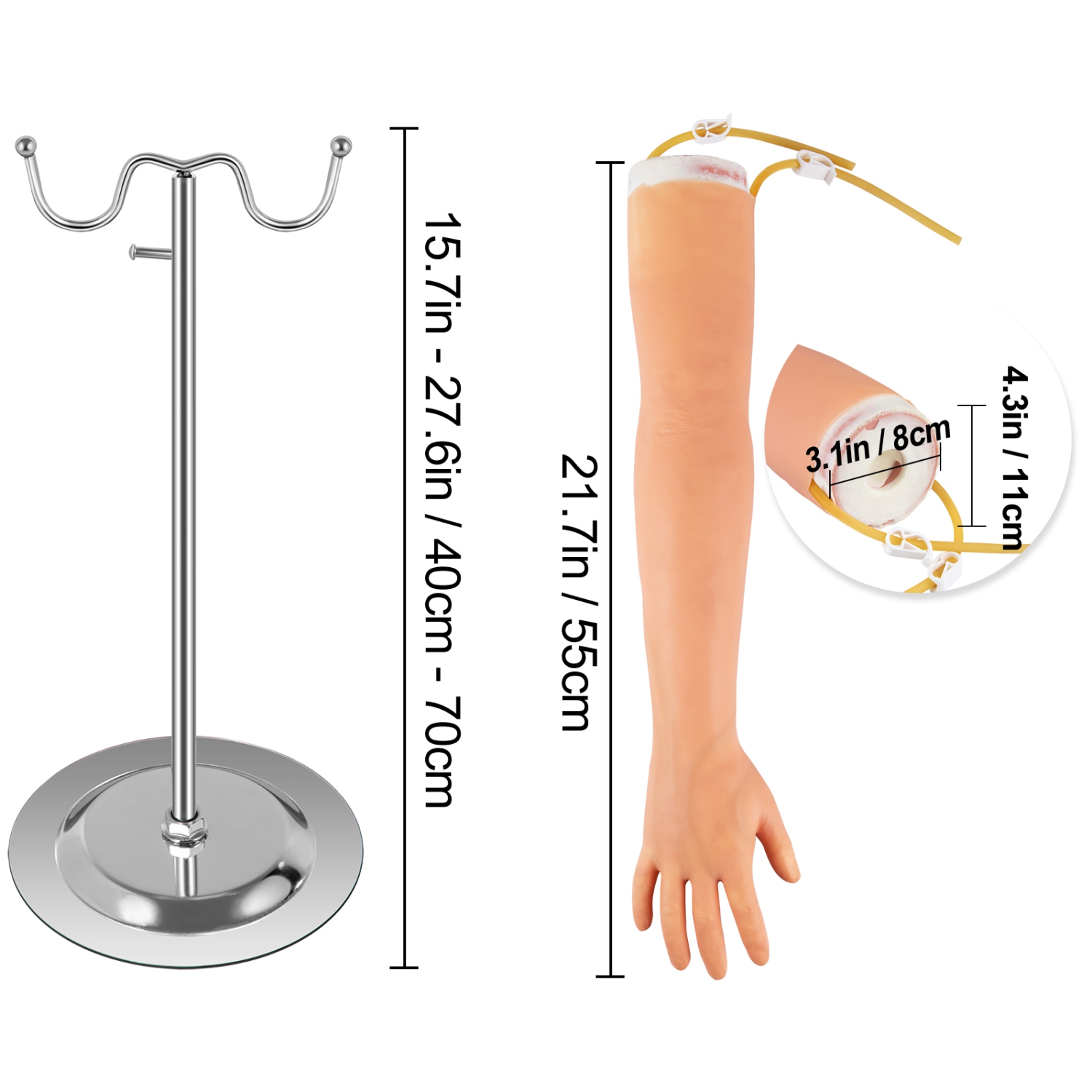 VEVOR Phlebotomy Practice Kit, IV Venipuncture Intravenous Training, High Simulation IV Practice Arm Kit with Carrying Bag, for Students Nurses and