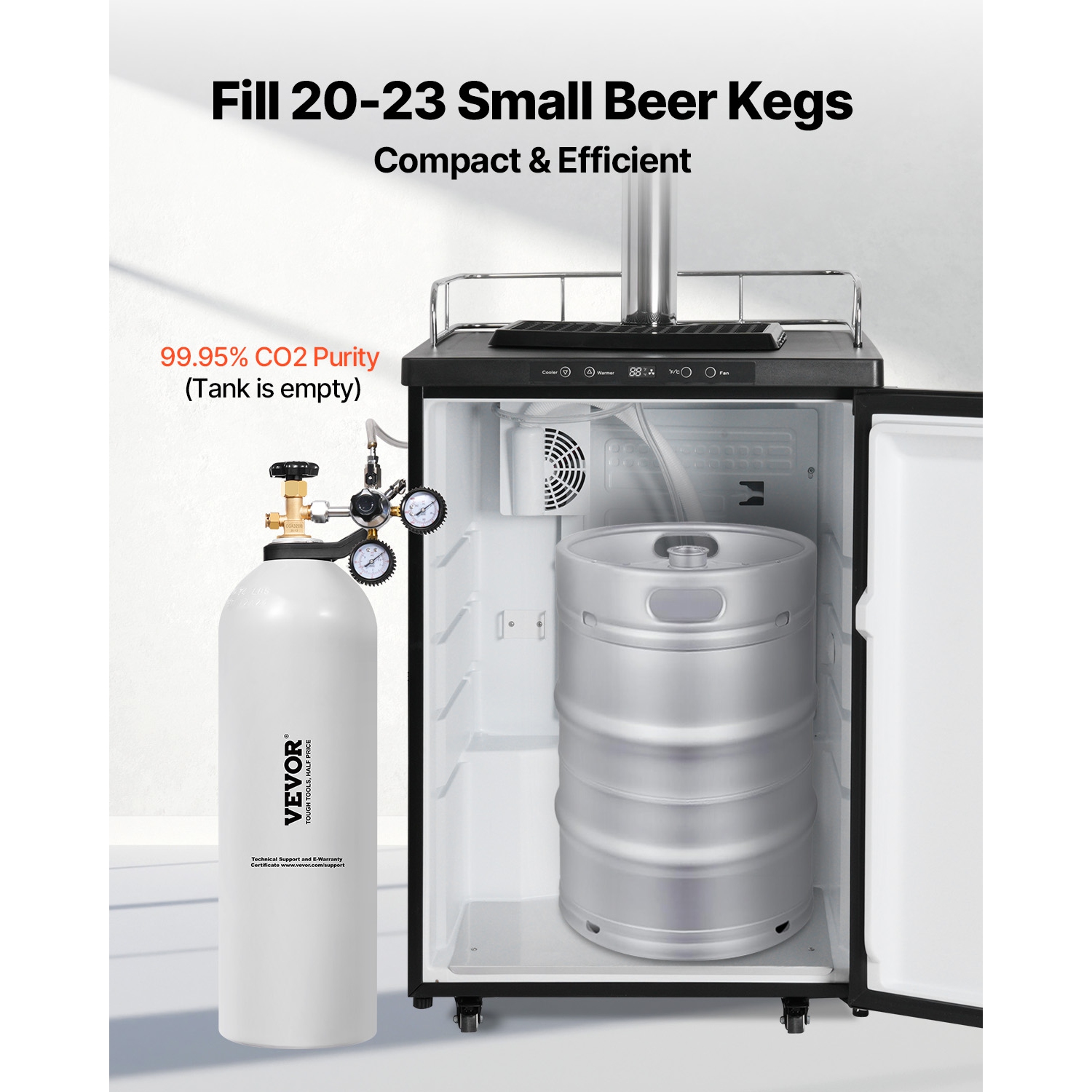 VEVOR CO2 Tank, 20 lbs New Aluminum Alloy Cylinder,CO2 Air Tank with Light Spray Coating,CGA320 Valve,Handle & Purple Copper Siphon, DOT Approved