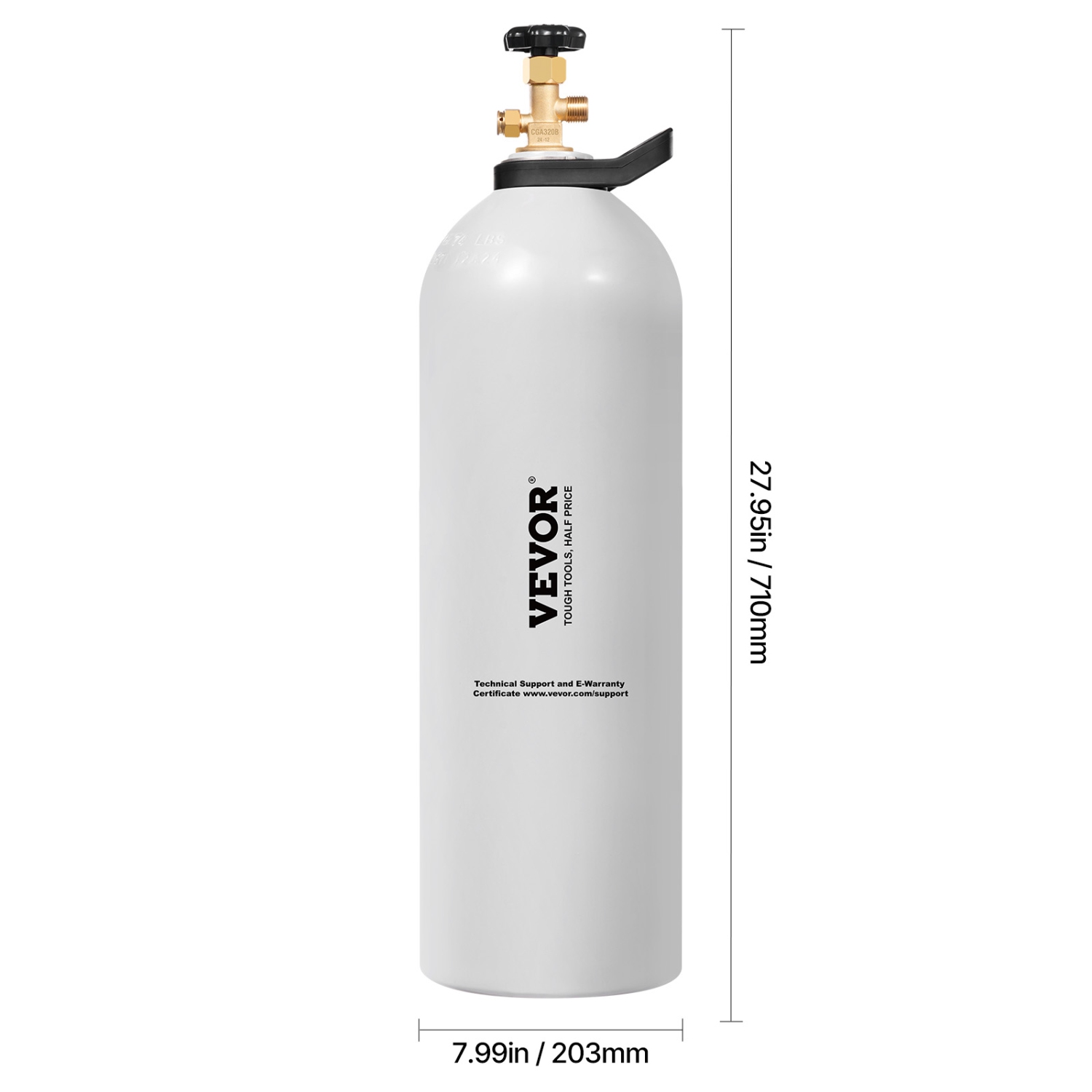 VEVOR CO2 Tank, 20 lbs New Aluminum Alloy Cylinder,CO2 Air Tank with Light Spray Coating,CGA320 Valve,Handle & Purple Copper Siphon, DOT Approved