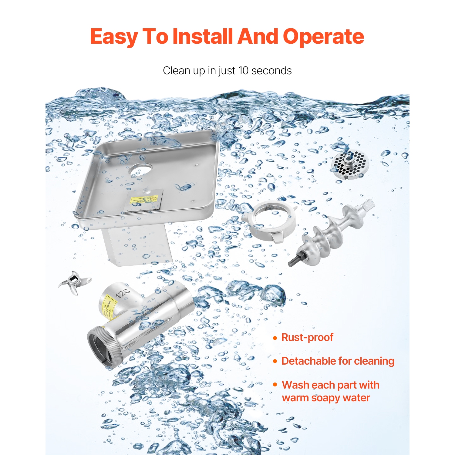 VEVOR 11 Lbs/Min Meat Grinder, Electric Meat Grinder, Slicer, Sausage Stuffer with Blade, Grinding Plate, Sausage Maker, Stainless Steel Commercial