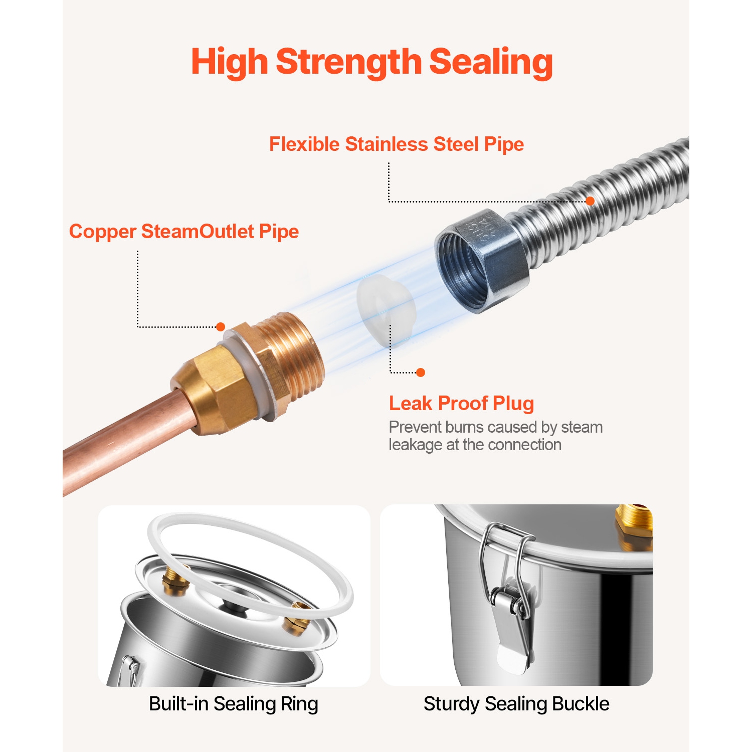 Alcool VEVOR 8 gal/30&nbsp;L, distillateur d'alcool en acier inoxydable avec bobine en cuivre pour refroidissement rapide, ensemble de distillateur à