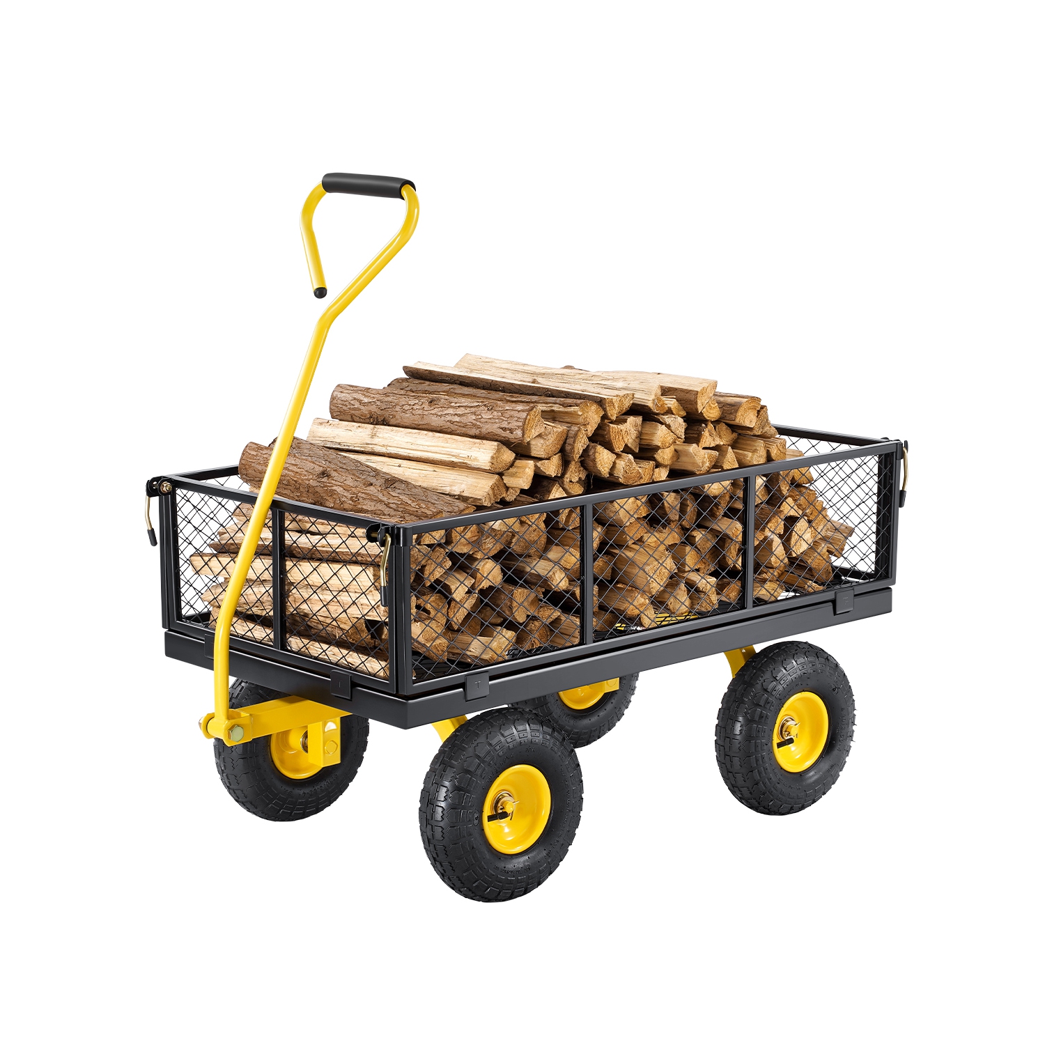 Chariot de jardin en acier robuste VEVOR de 900 lb, chariot de jardin sur roulettes, chariot tout usage avec pneus de 10&nbsp;po et côtés amovibles