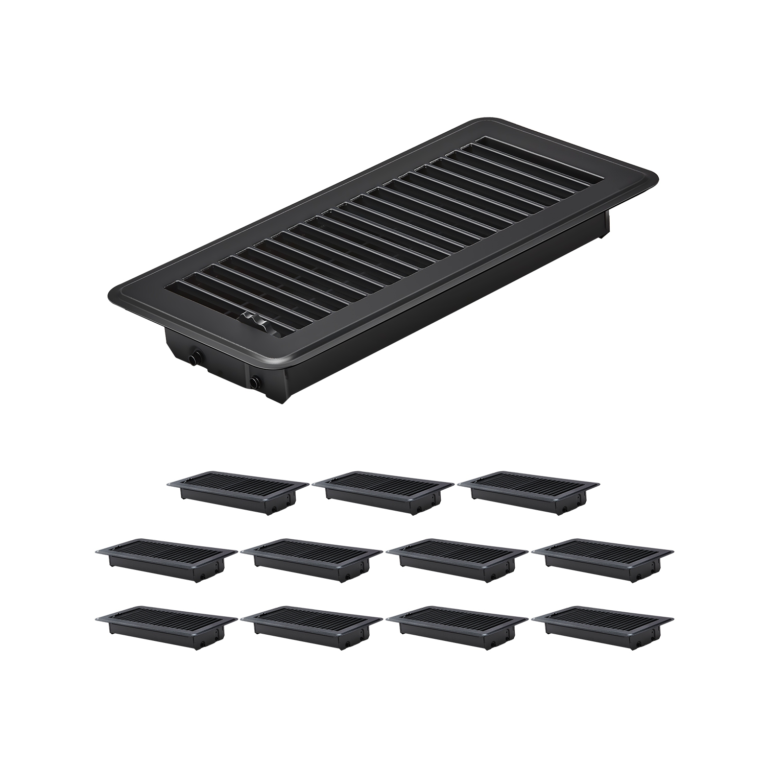 VEVOR 4 x 10 Inch Floor Registers, 12-Pack Vent Grilles, HAVC Heavy-Duty Walkable Iron Floor Vents, Easily Adjustable Rust-Proof Air Vents Deflector