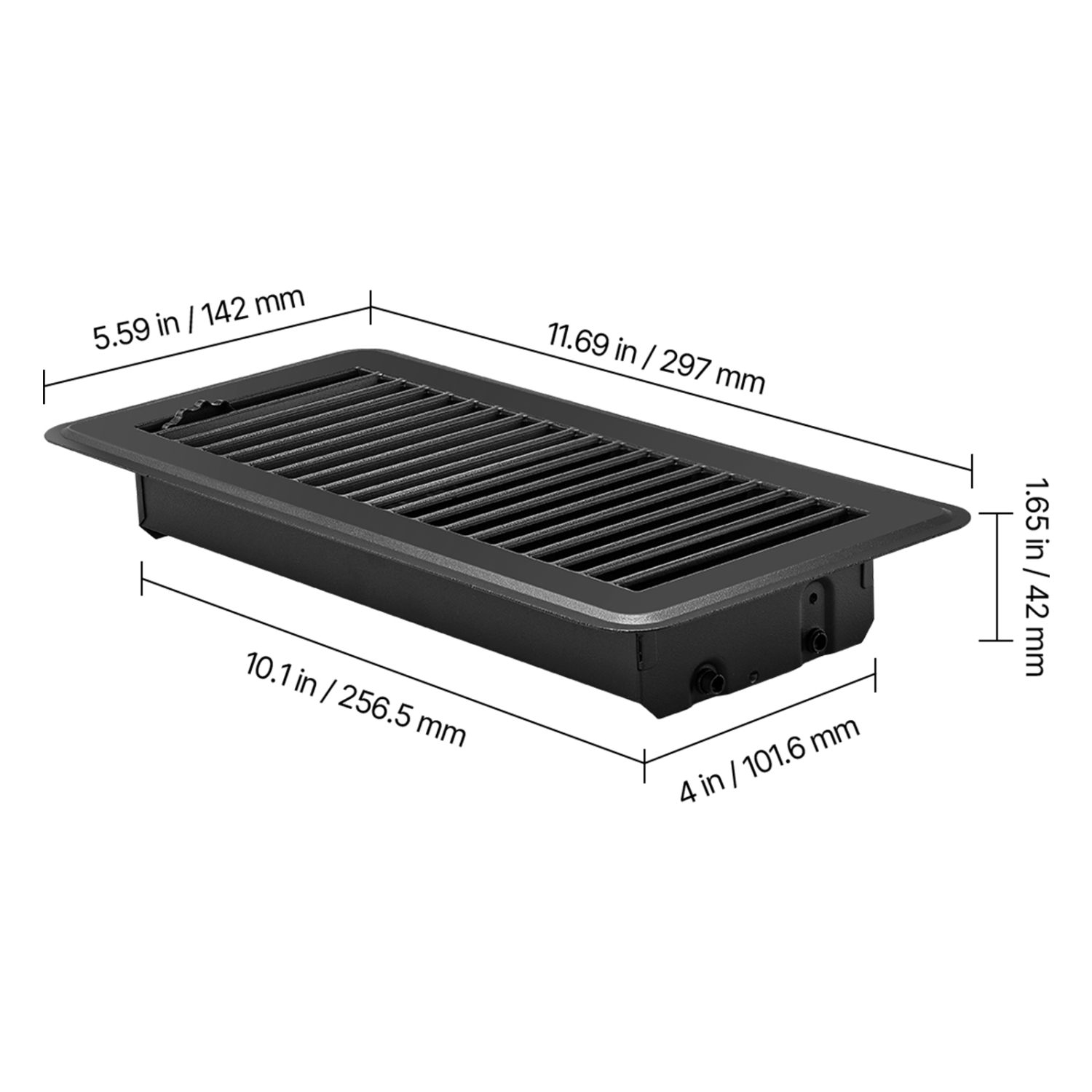 VEVOR 4 x 10 Inch Floor Registers, 12-Pack Vent Grilles, HAVC Heavy-Duty Walkable Iron Floor Vents, Easily Adjustable Rust-Proof Air Vents Deflector