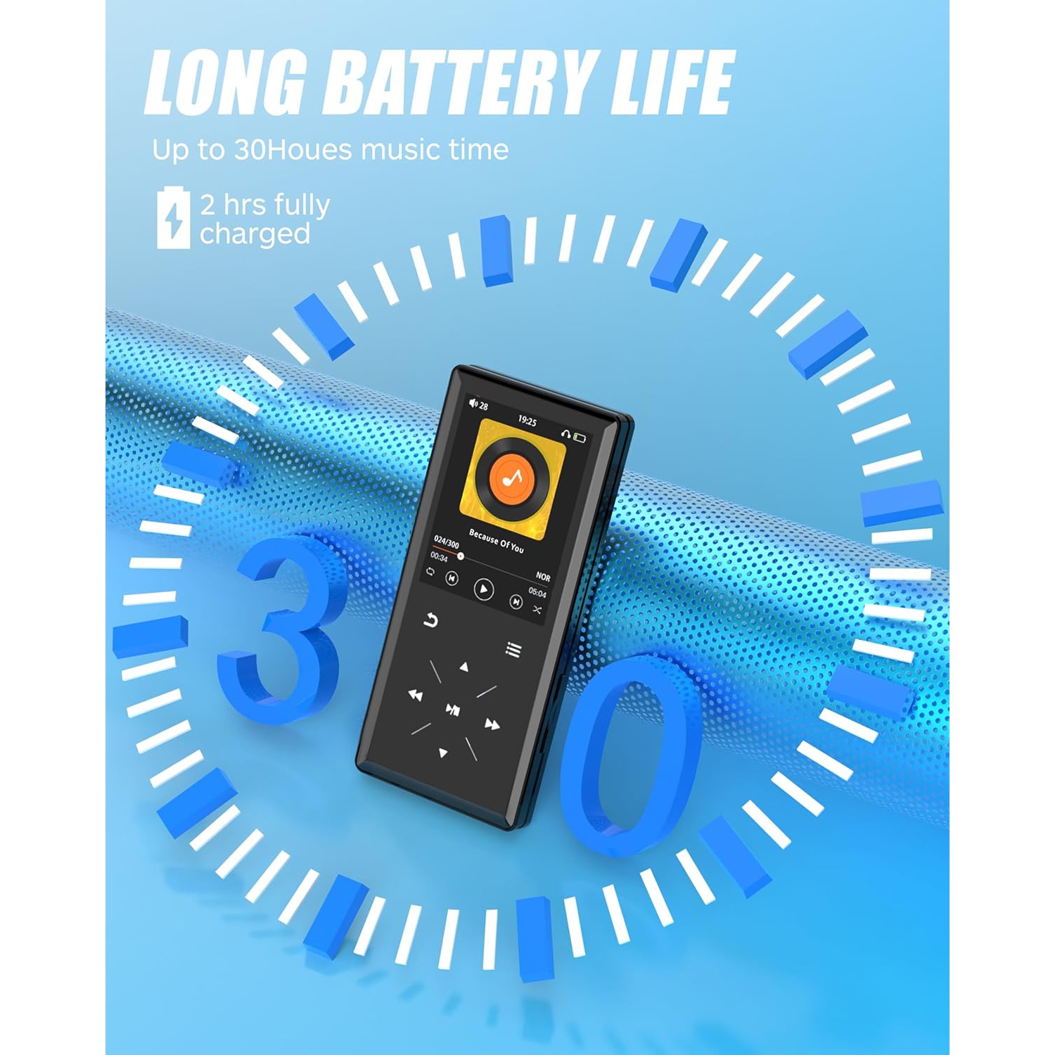 Lecteur MP3 Bluetooth de 64 Go, lecteur de musique portatif à écran de 2,4 po avec haut-parleur intégré, lecteur de musique MP3 avec