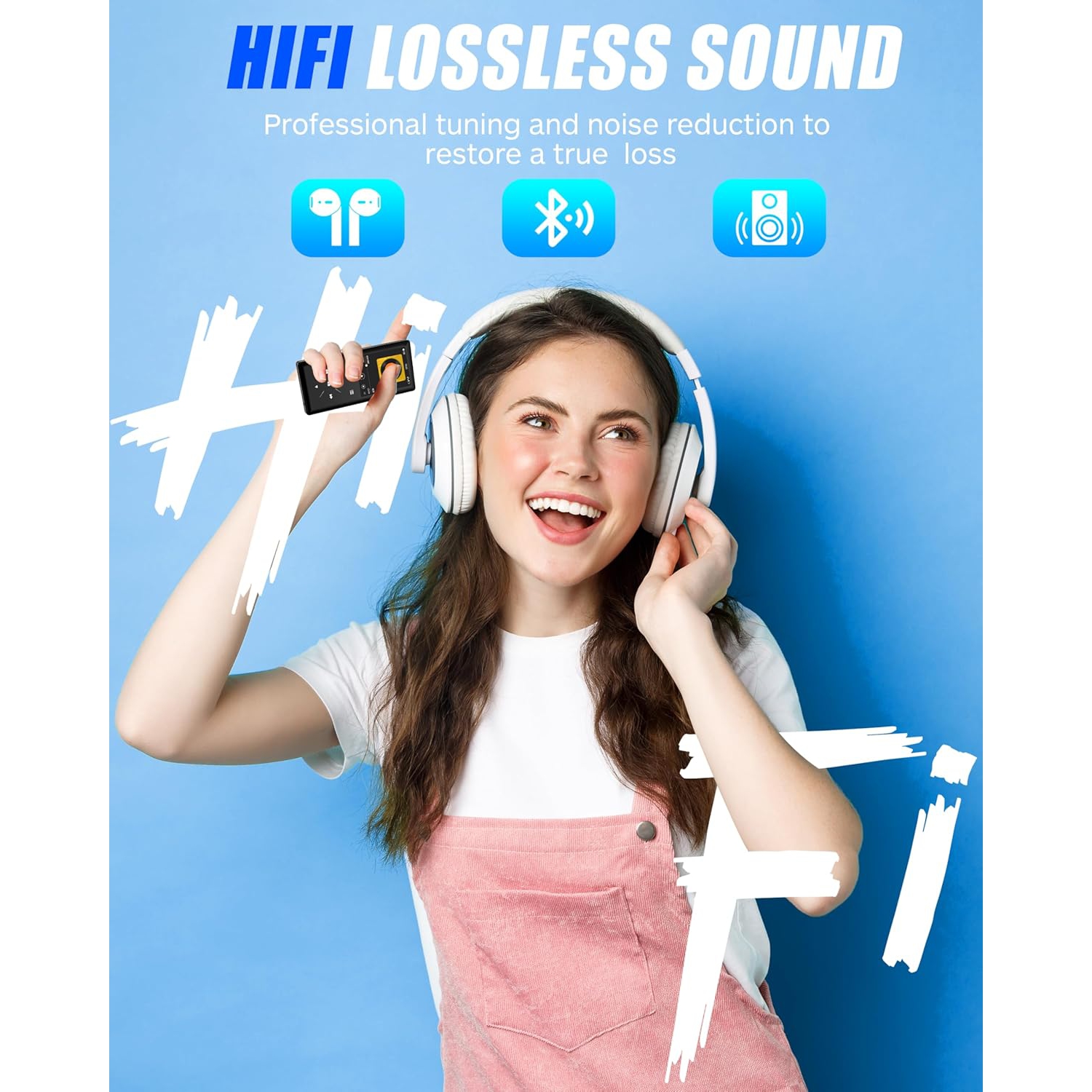 Lecteur MP3 Bluetooth de 64 Go, lecteur de musique portatif à écran de 2,4 po avec haut-parleur intégré, lecteur de musique MP3 avec