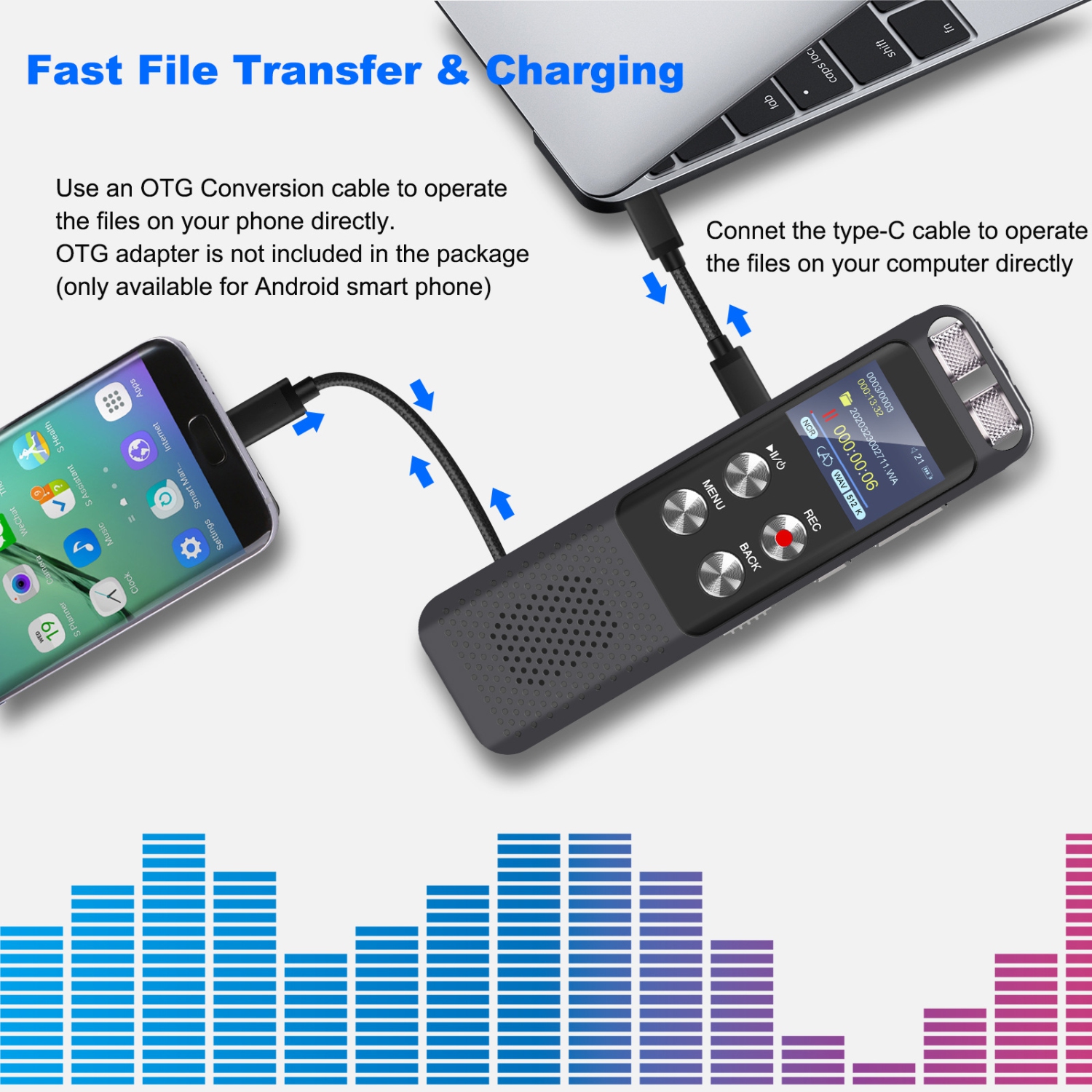 8GB+64GB Digital Voice Recorder,Voice Activated Recorder with Playback,Audio Recording Device for Lecture Meeting,Small Portable Tape Recorder