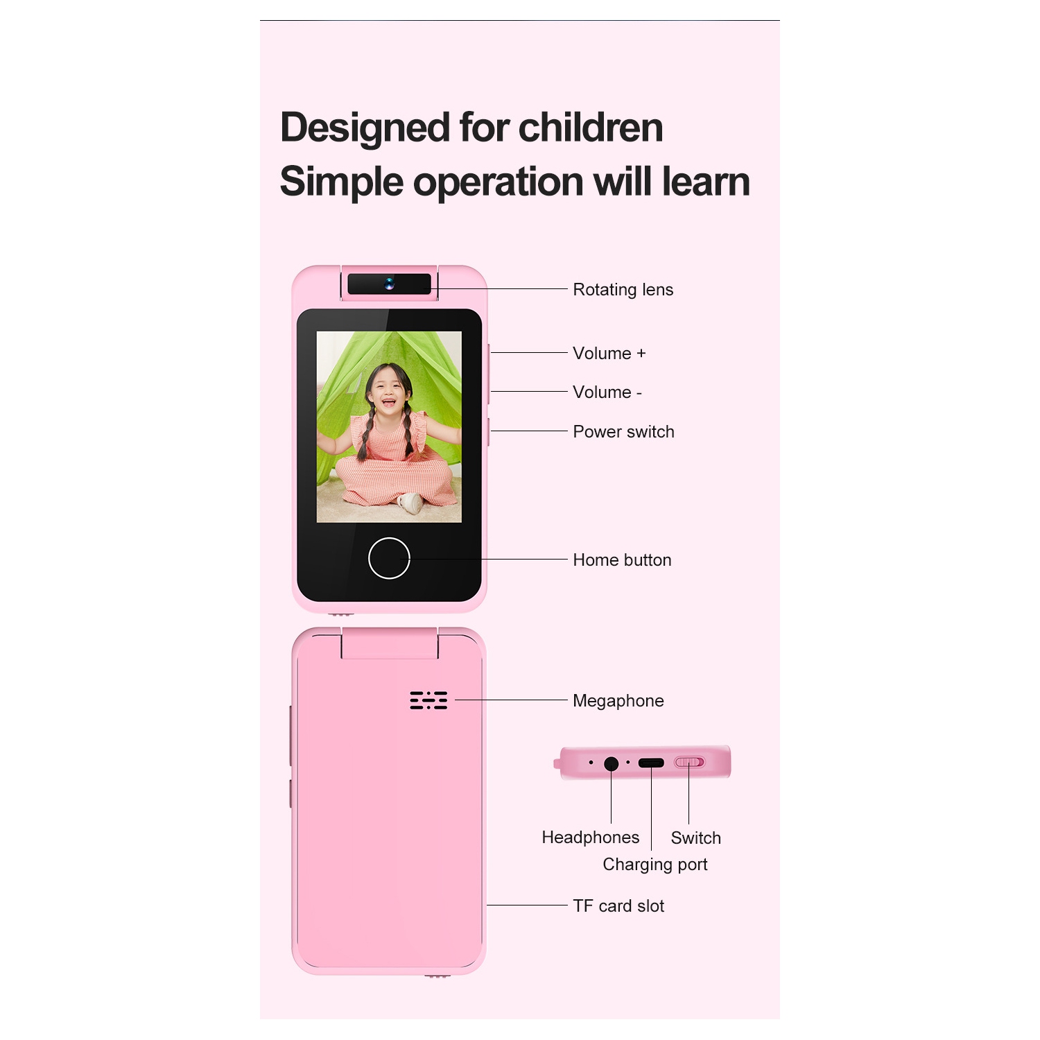 New children's 2.8-inch HD mobile phone touch camera can be flipped SLR photo cartoon camera-children's smartphone 1080p HD girl boy-green-dinosaur