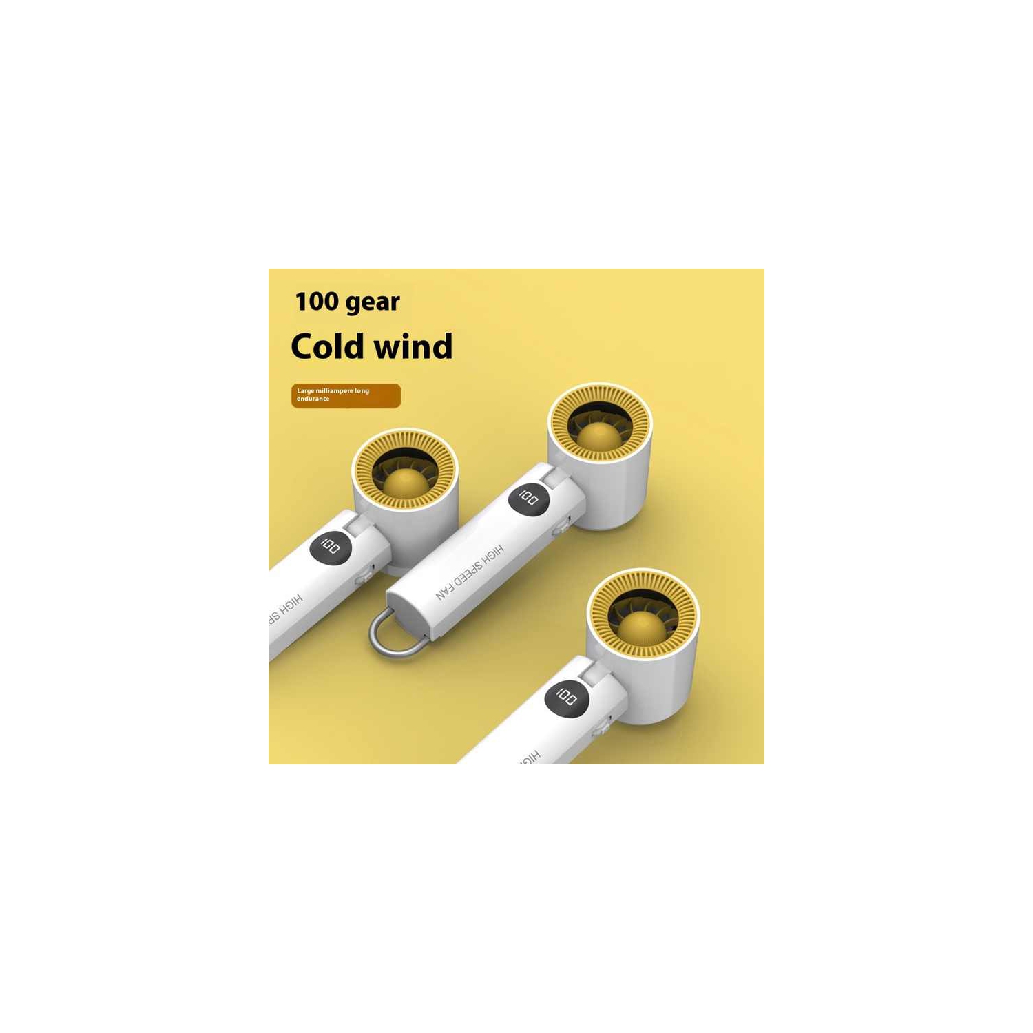 New turbo violent handheld fan, high-speed cooling neck hanging folding electric fan, portable rechargeable small fan, 100-speed brushless motor -