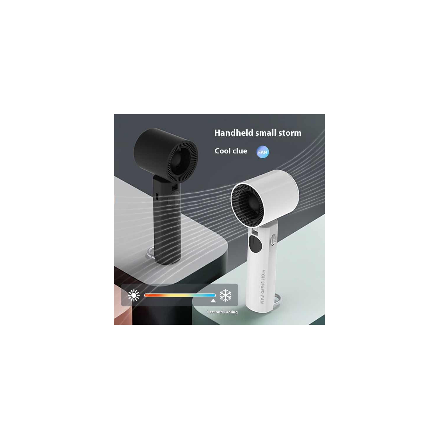 New turbo violent handheld fan, high-speed cooling neck hanging folding electric fan, portable rechargeable small fan, 100-speed brushless motor -