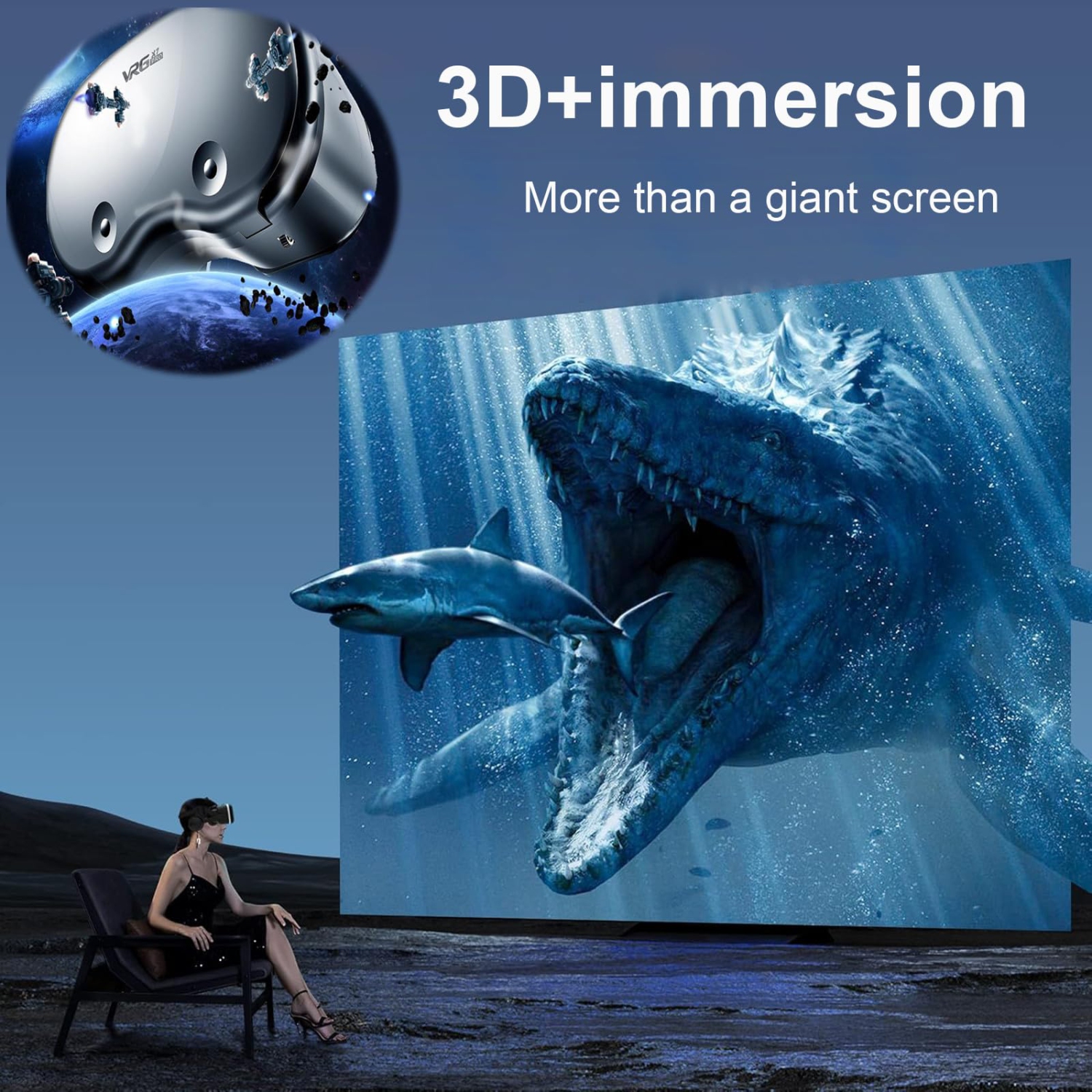 Casque de réalité virtuelle 3D, lunettes anti-lumière bleue de réalité virtuelle avec manette pour iPhone et Android, jeux mobiles et films