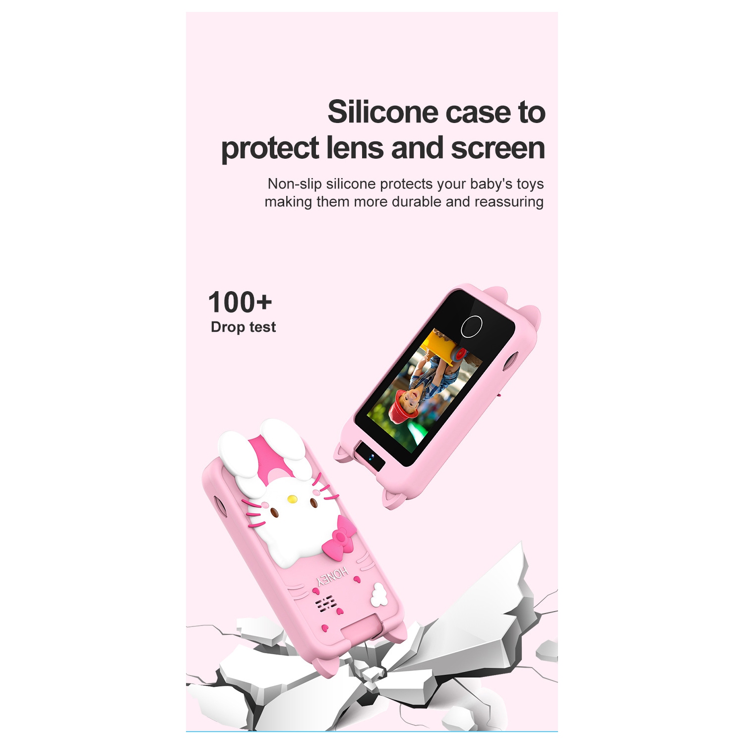 New children's 2.8-inch HD mobile phone touch camera can be flipped SLR photo cartoon camera-children's smartphone 1080p HD girl boy-pink-pony