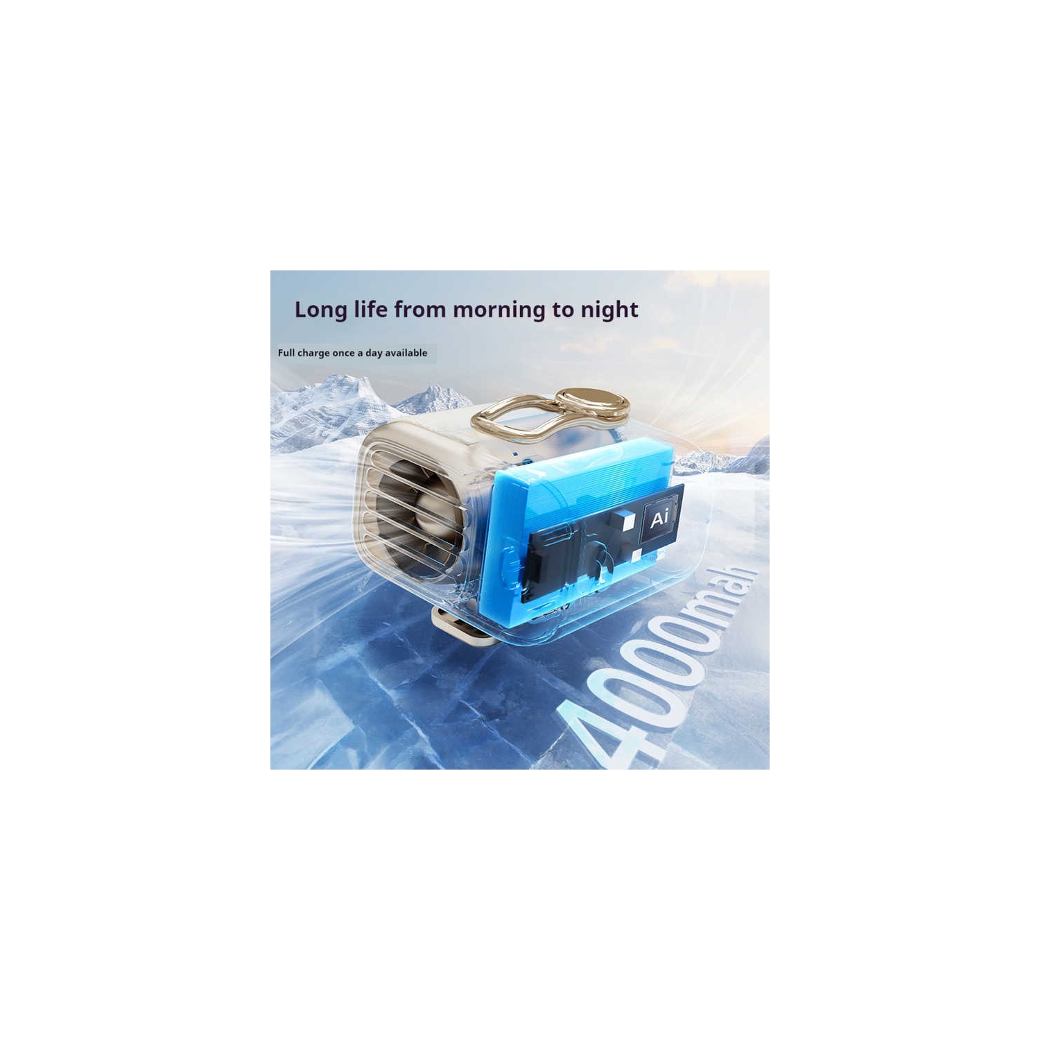 2025 new waist-mounted fan, portable, high-wind desktop fan, large capacity, long battery life, outdoor neck-mounted fan, three-speed high-speed wind