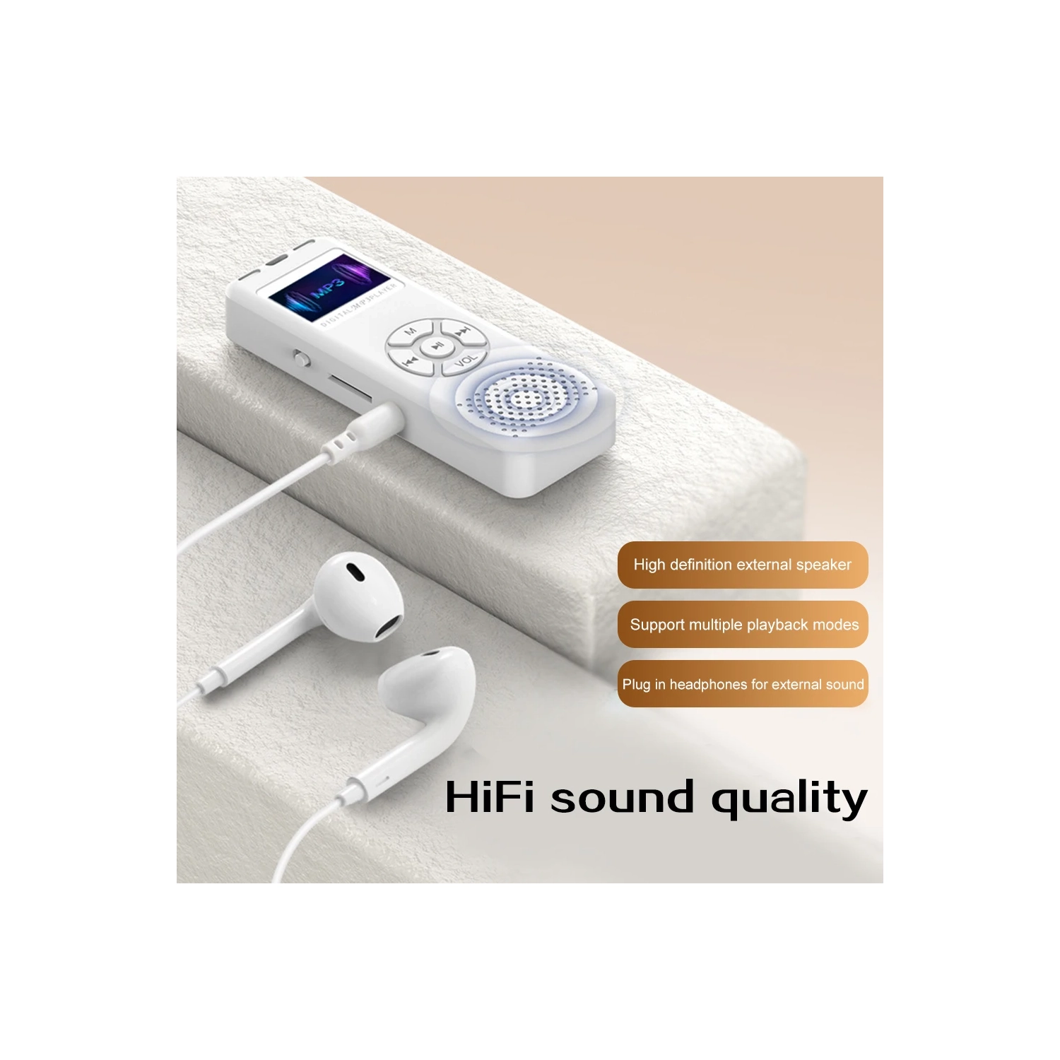 Lecteur MP3 avec écran, enregistrement Bluetooth, lecture de musique FM, écoute de romans, blanc avec écran [radio radio multifonctions