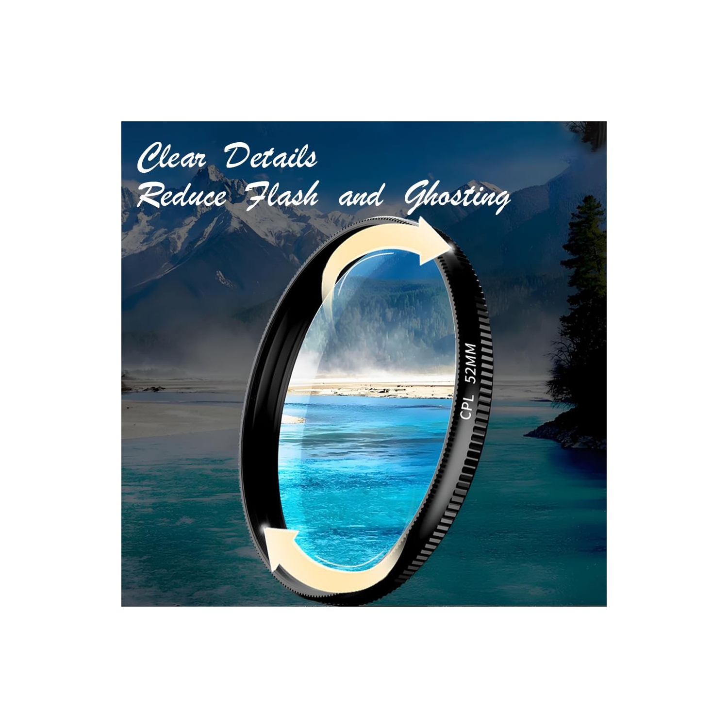 2-Pack Cell Phone Polarizer, 52mm Clip-On CPL Camera Lens Filter Kit for Live Video and Reflection Elimination