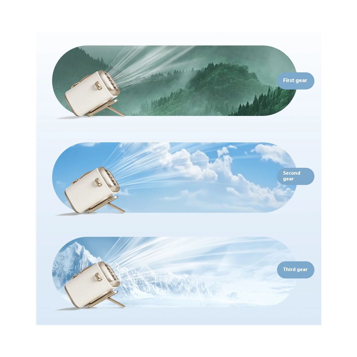 2025 new waist hanging fan portable high wind power desktop small fan large capacity long endurance outdoor neck hanging fan three-speed high speed