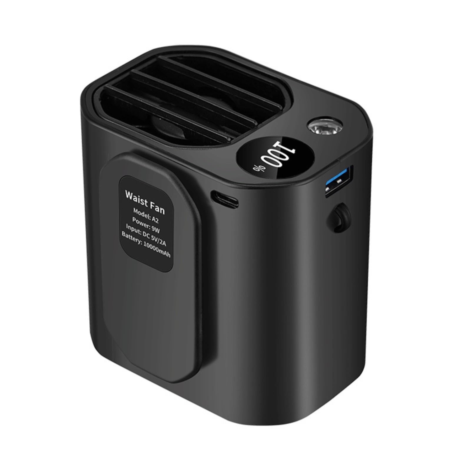 10000mAh Waist Fan Super Airflow Waist Clip Wearable Fan Necklace Fan Personal Fan Cooling Fan Hands-free for Fishing, Gardening, Climbing, Cycling