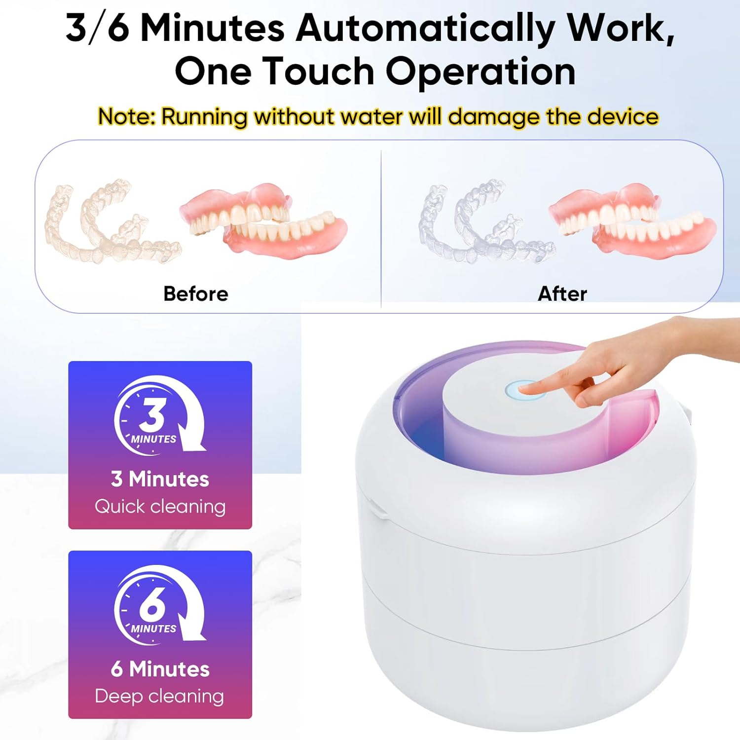 Ultrasonic Retainer Ultrasonic for Denture,Ultra Sonic Denture Cleaning Machine,Ultrasonic Cleaner for Mouth Guards Braces Aligners