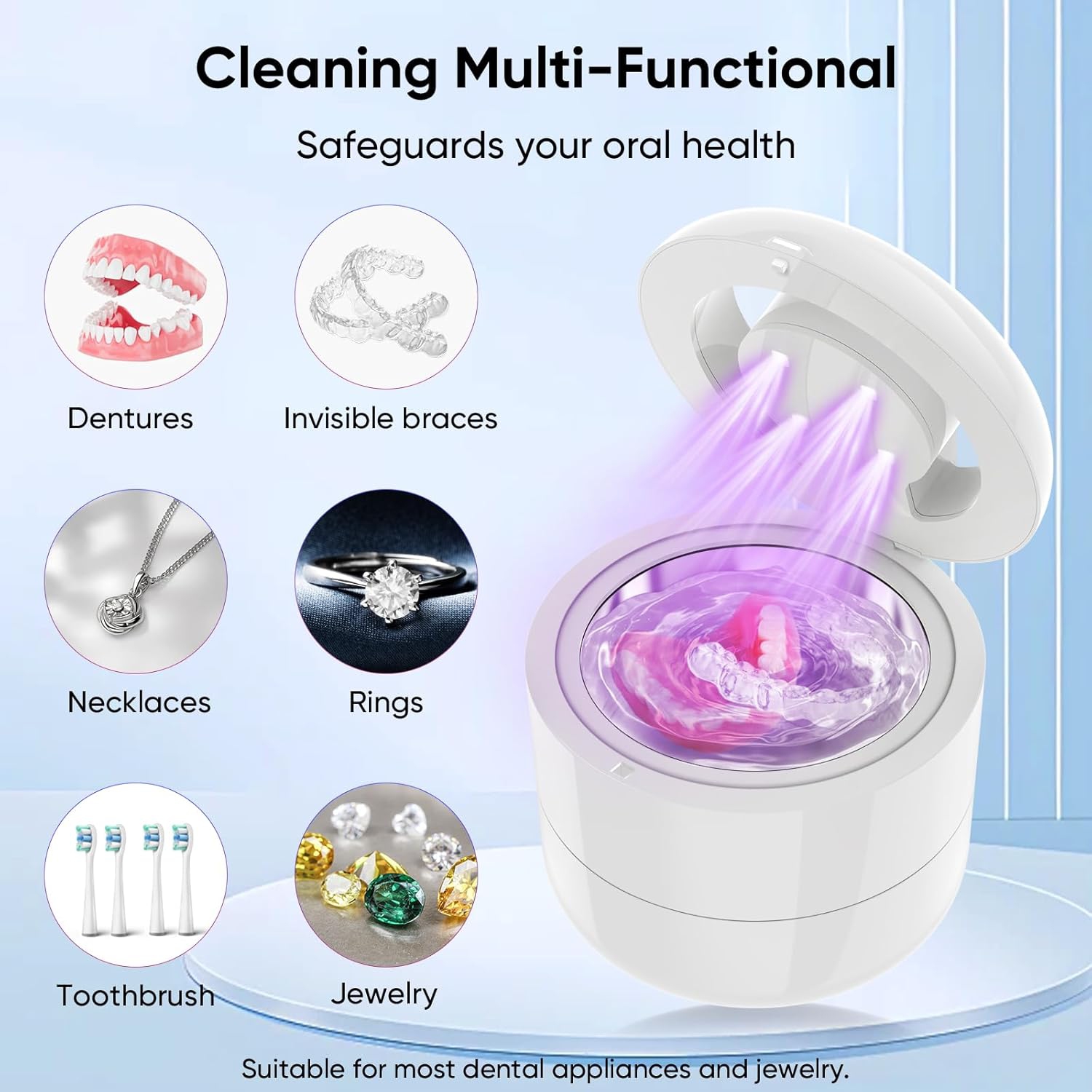 Ultrasonic Retainer Ultrasonic for Denture,Ultra Sonic Denture Cleaning Machine,Ultrasonic Cleaner for Mouth Guards Braces Aligners