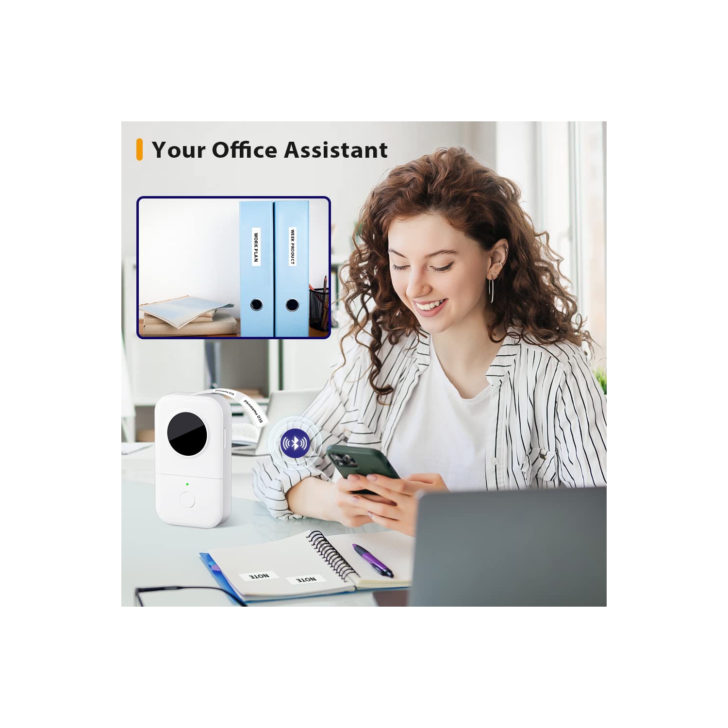 Mini Label Printer, Bluetooth Wireless Pocket Thermal Printer for Home and Office Use