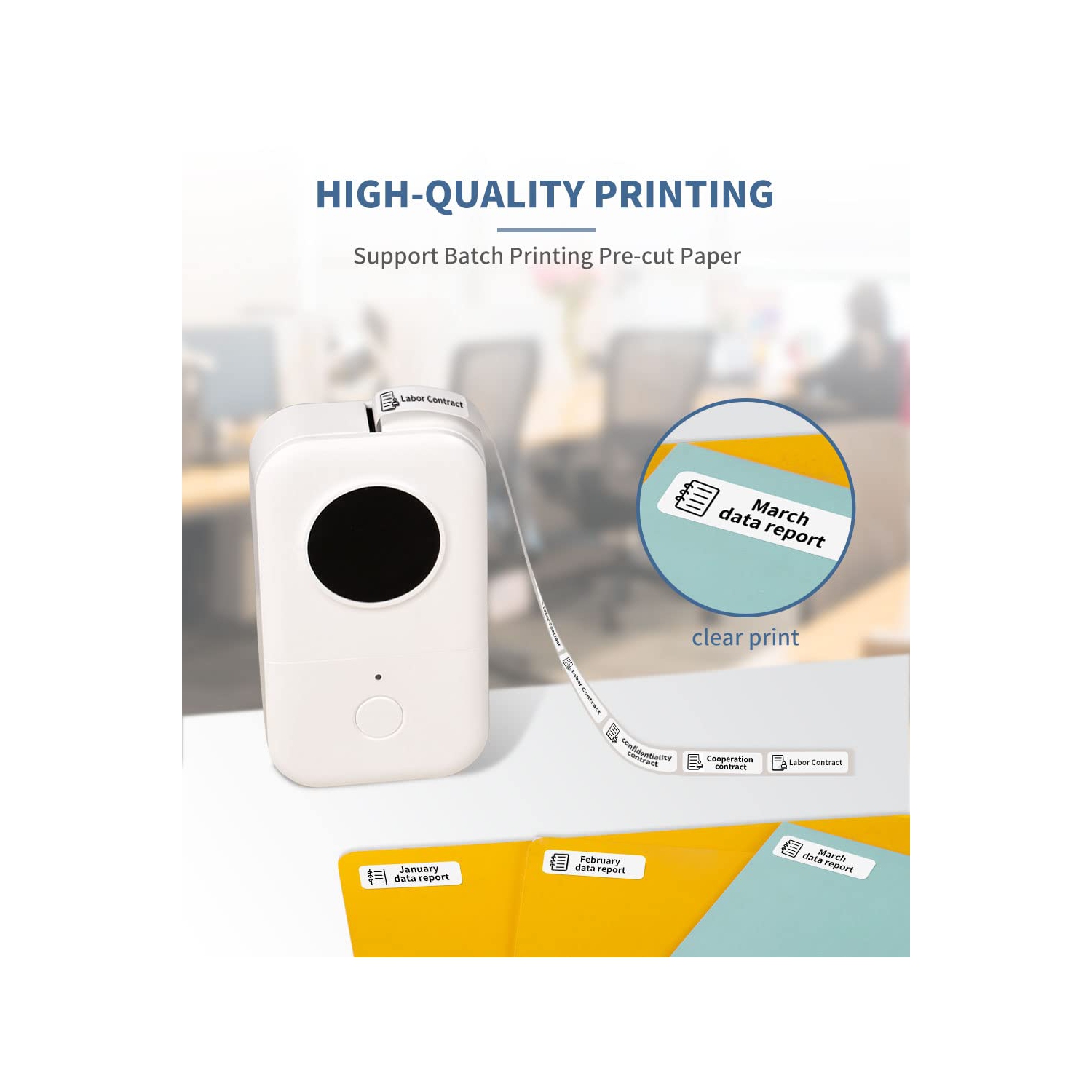 Mini Label Printer, Bluetooth Wireless Pocket Thermal Printer for Home and Office Use