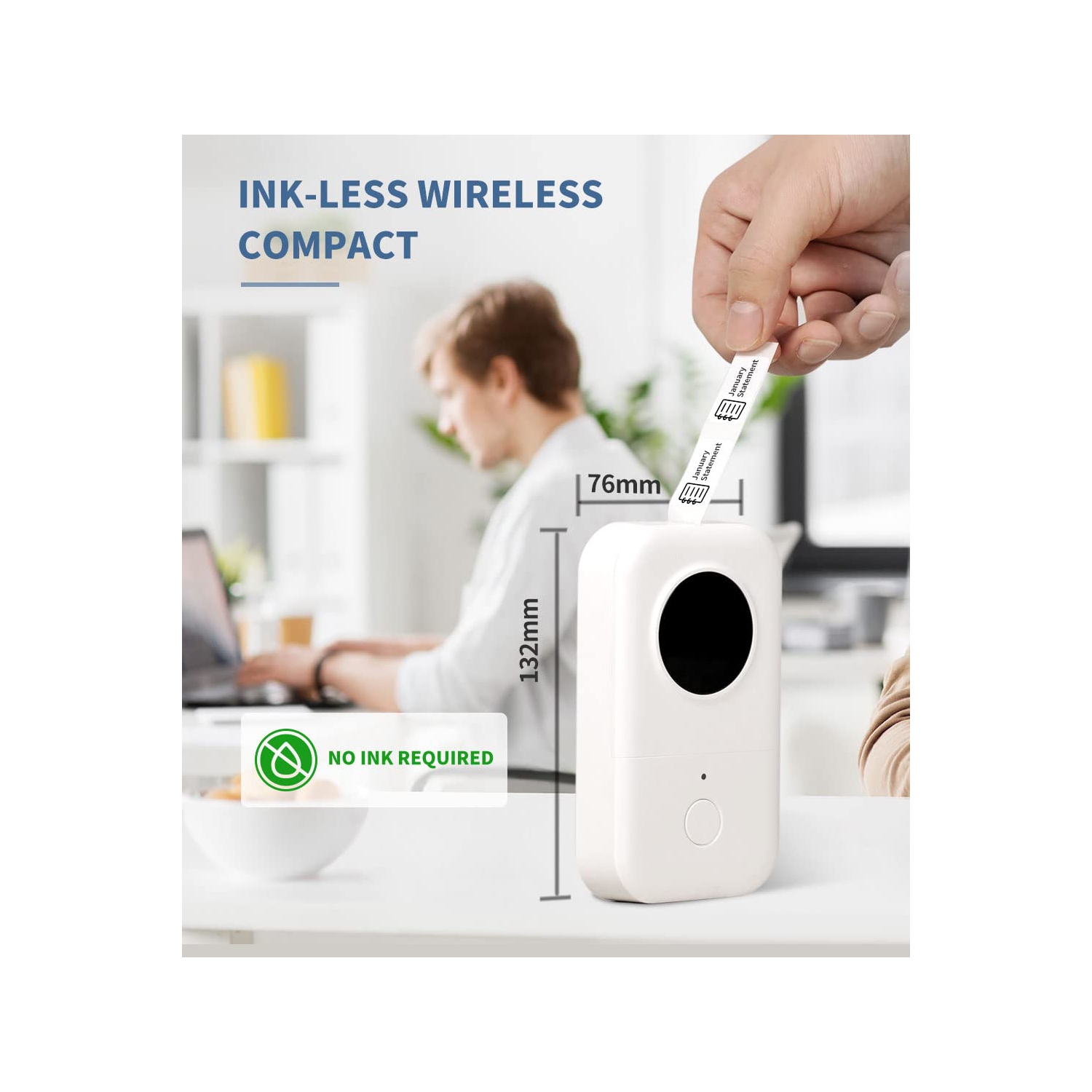 Mini Label Printer, Bluetooth Wireless Pocket Thermal Printer for Home and Office Use