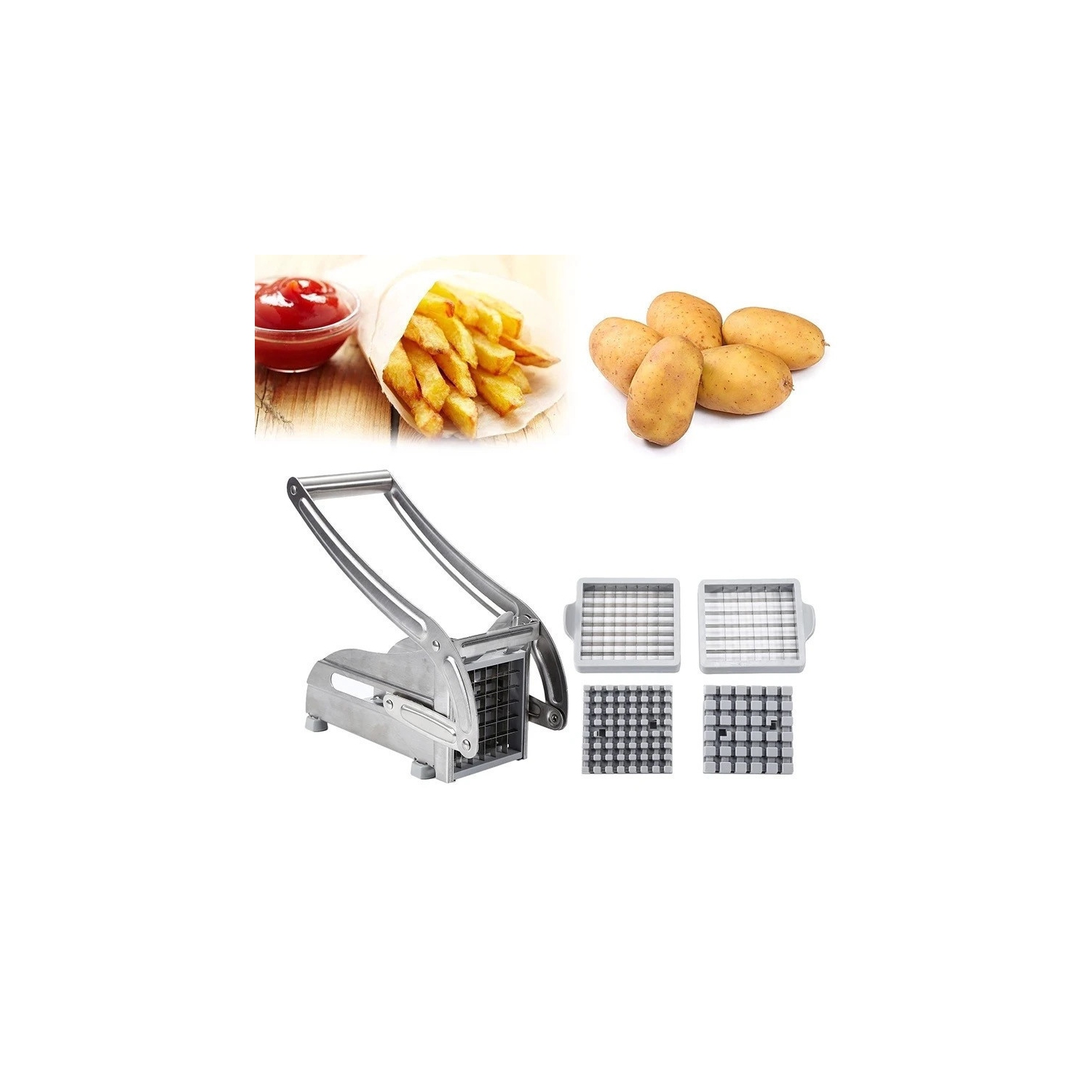 Coupe-frites, coupe-légumes en acier inoxydable pour les pommes de terre, les concombres, les carottes et plus encore