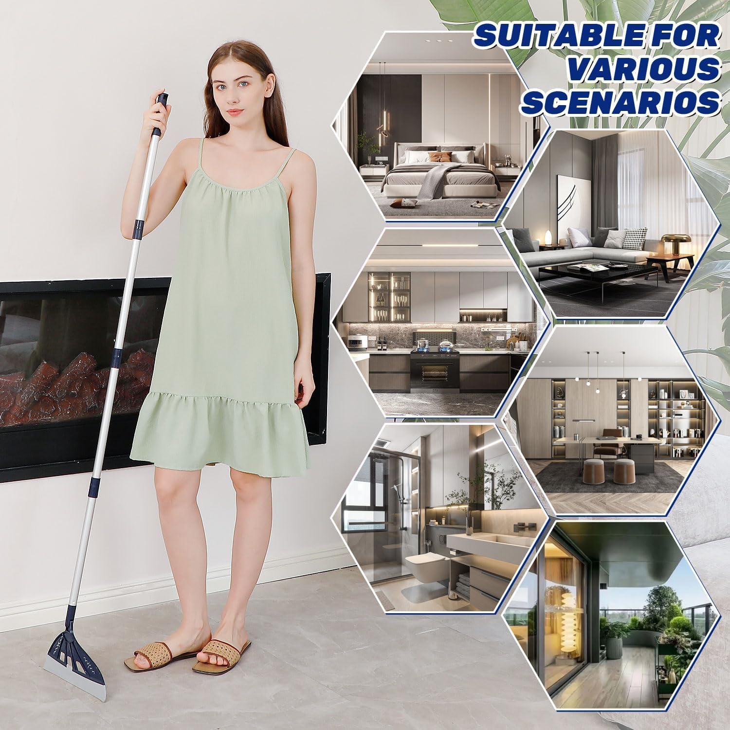 Balai en silicone, balai en caoutchouc multifonctionnel amovible pour nettoyer les planchers et les salles de bain