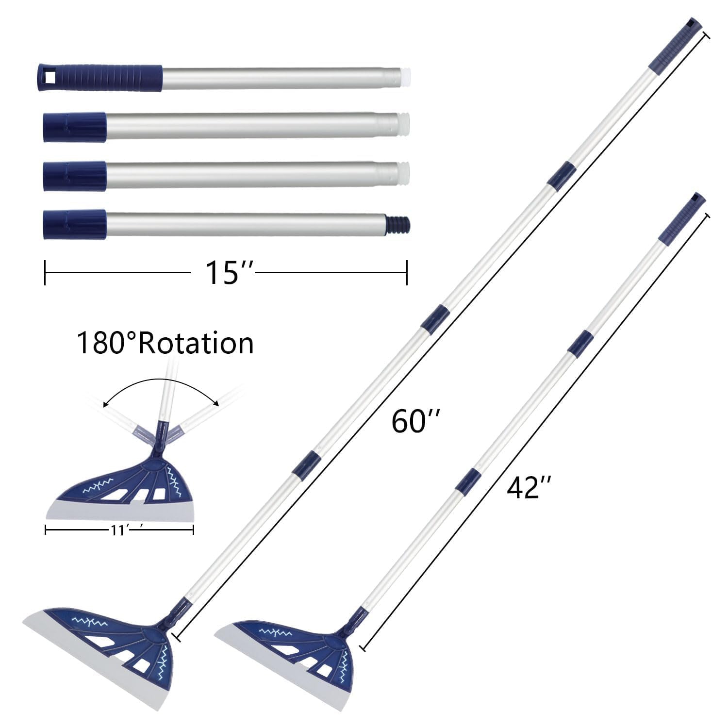 Balai en silicone, balai en caoutchouc multifonctionnel amovible pour nettoyer les planchers et les salles de bain