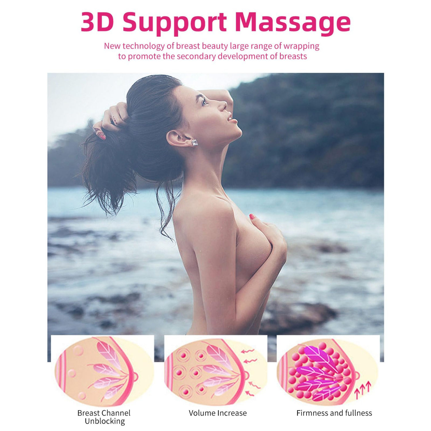 Electric Bust Massager, 3 Level Intensity Breast Enhancer Massager Bra, USB Wireless Breast Massager for Shaping Beautiful Chest Anti Sagging