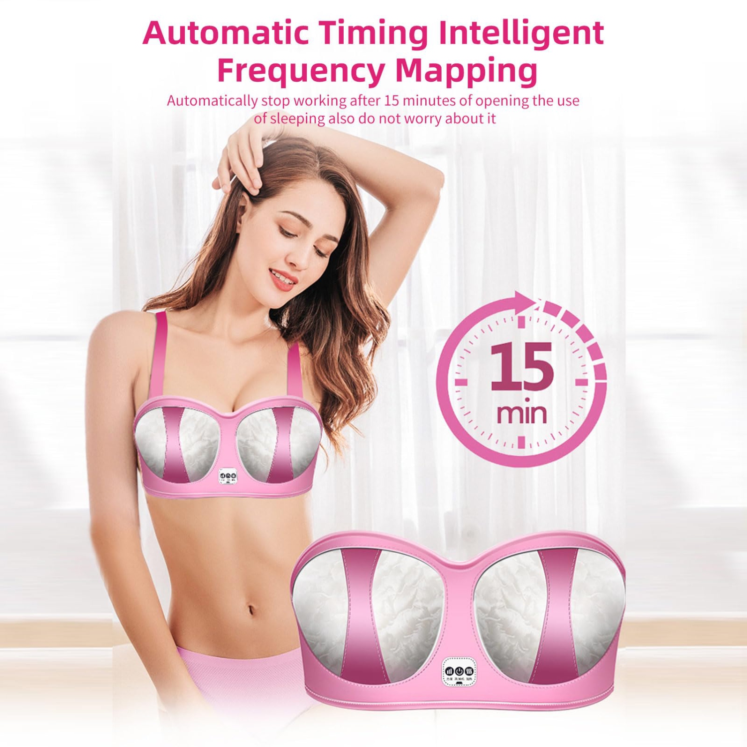 Electric Bust Massager, 3 Level Intensity Breast Enhancer Massager Bra, USB Wireless Breast Massager for Shaping Beautiful Chest Anti Sagging