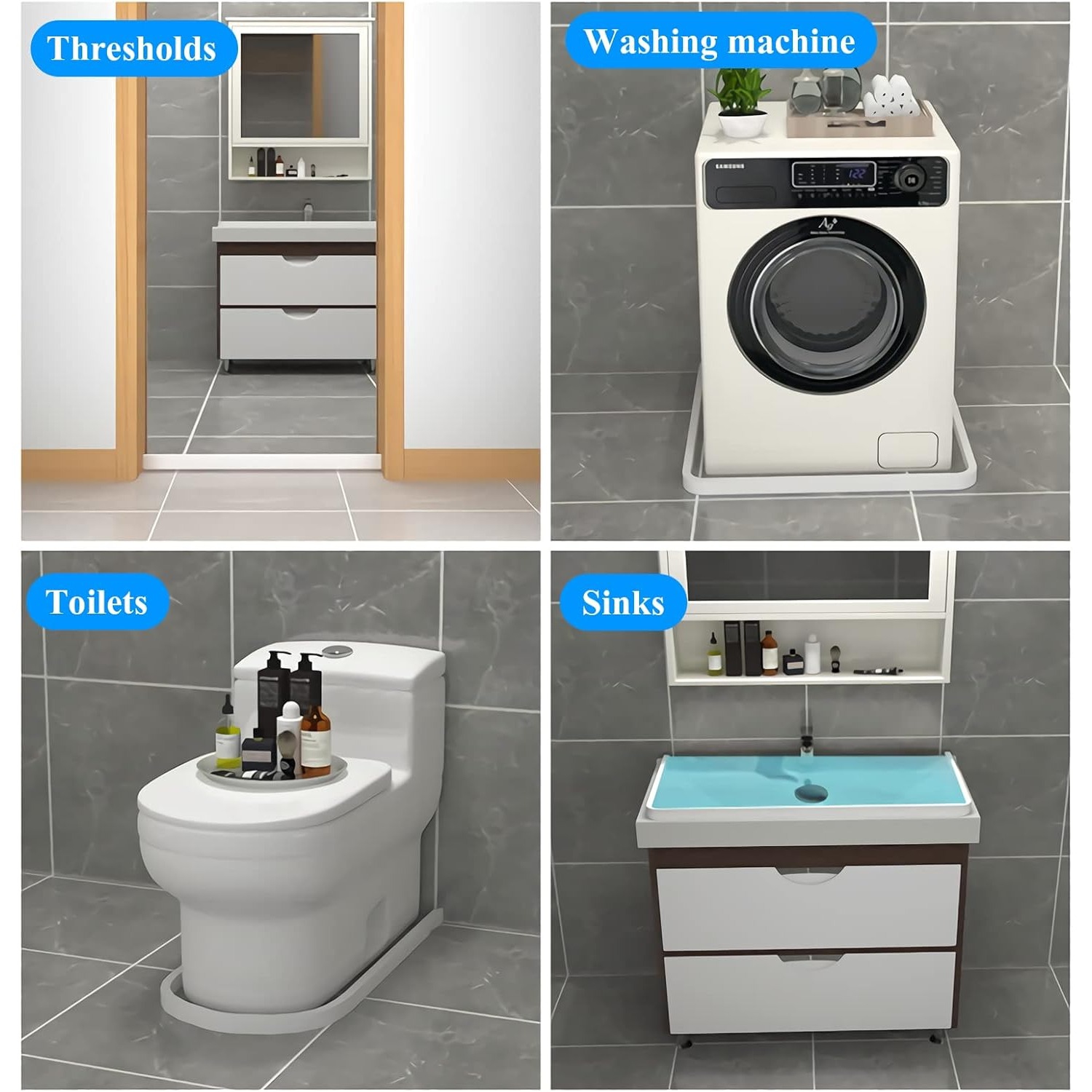 Bofflusa – Barrage d'eau de douche repliable de 78 po – Barrière de bouchon d'eau et protection de retenue pour la séparation sèche et humide